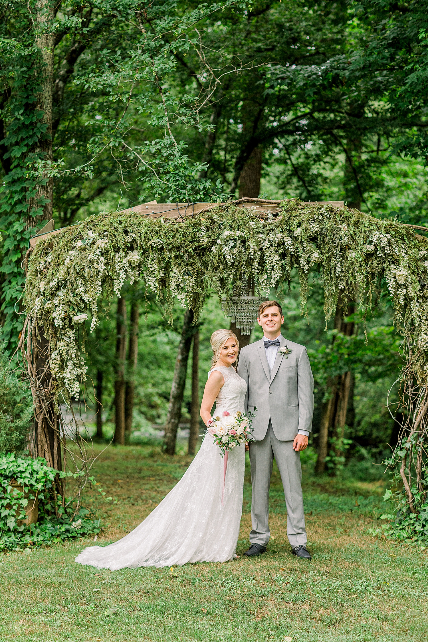 Alabama wedding photos bride and groom under pergola