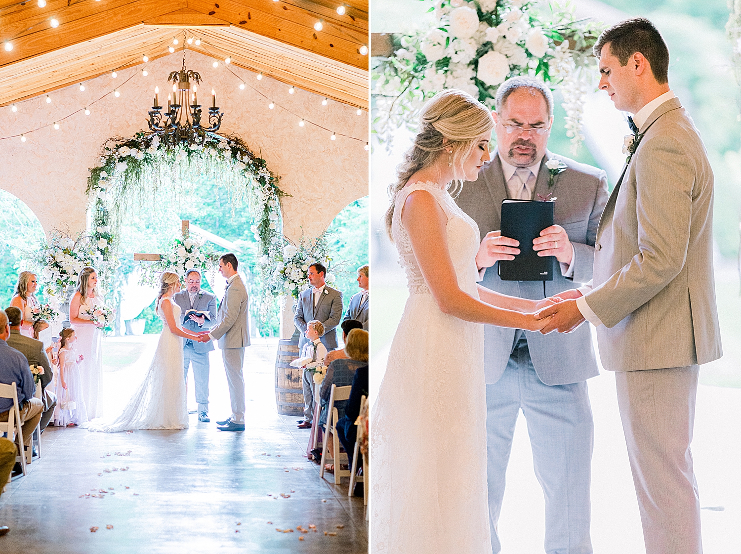 Creekside Meadows wedding ceremony with wooden cross