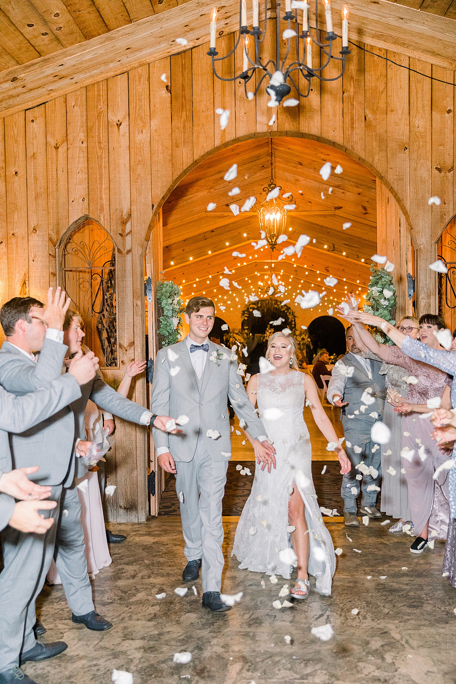 flower petal exit from Creekside Meadows wedding reception