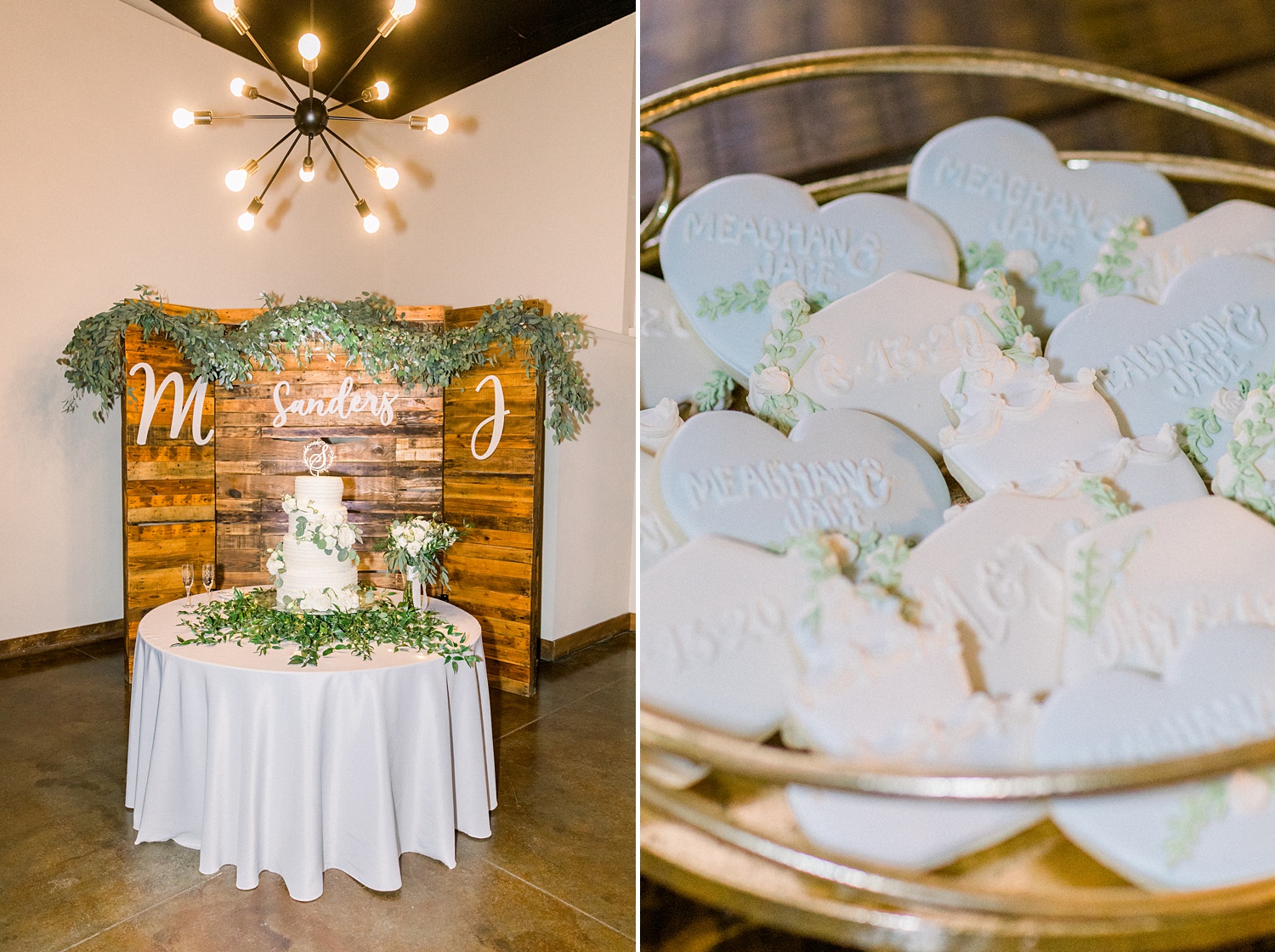 wedding cake and custom cookies for Douglas Manor wedding