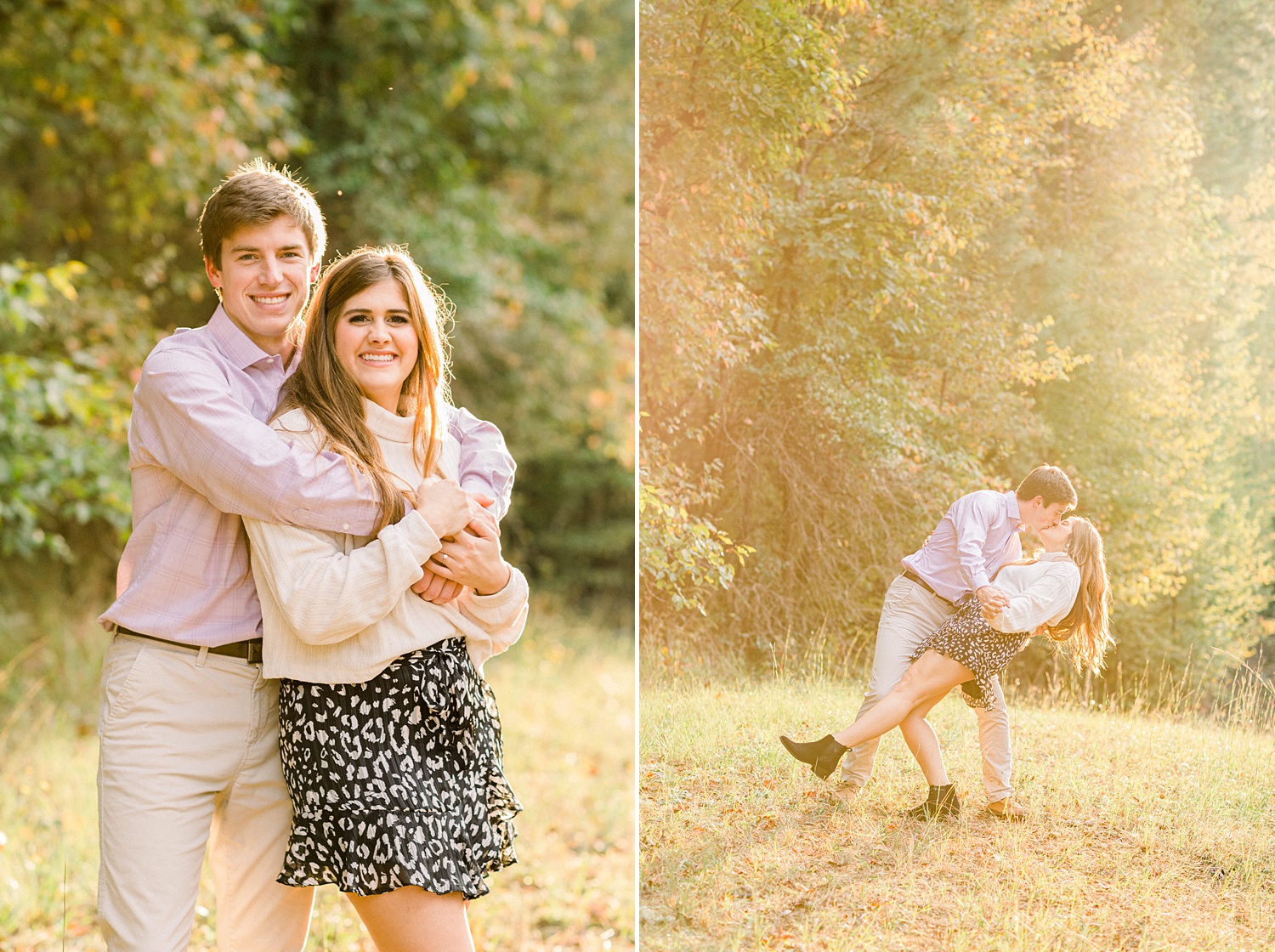 Oak Mountain State Park engagement photos of groom dipping bride