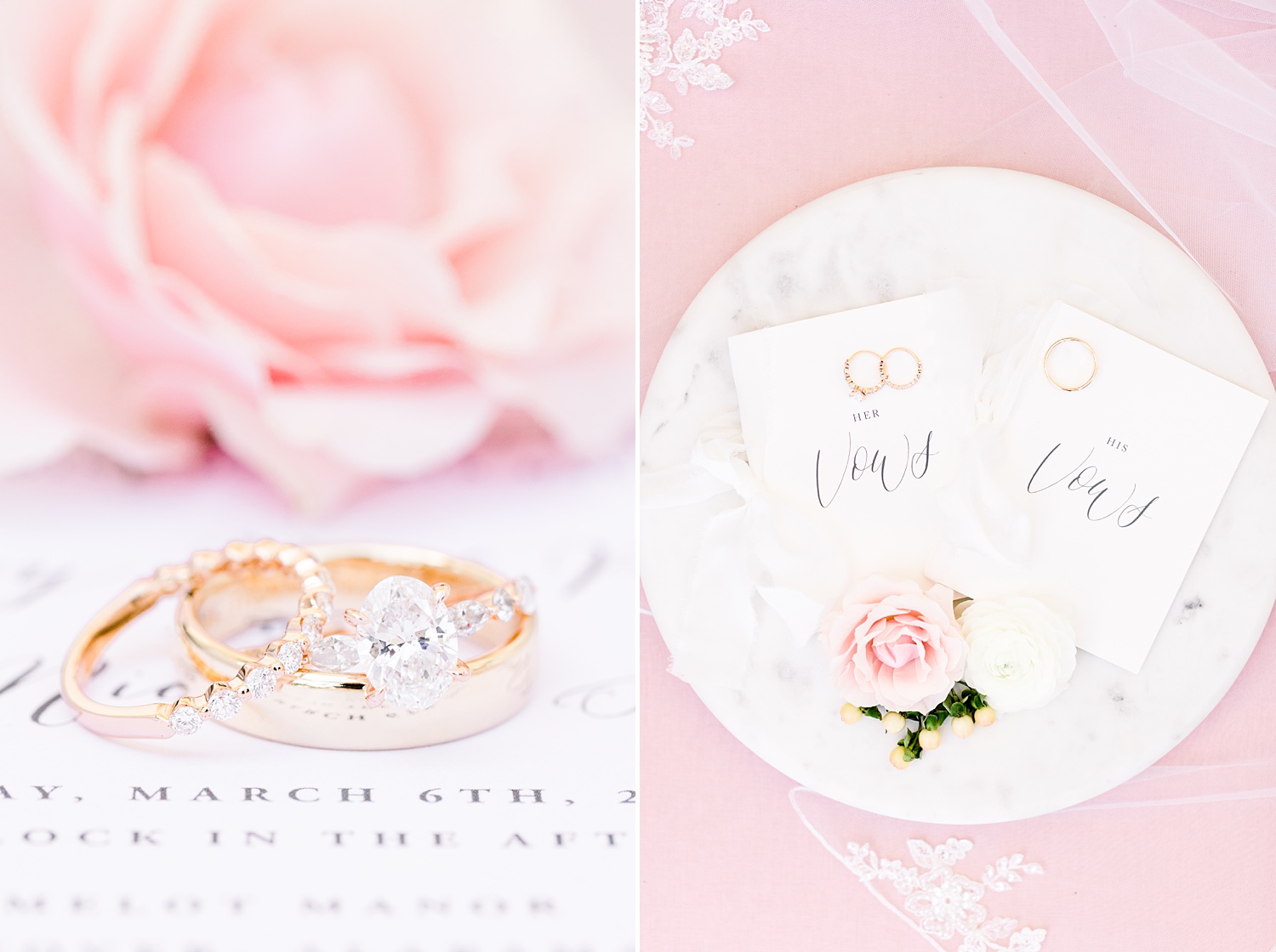 springtime invitation suite and jewelry for Camelot Manor wedding