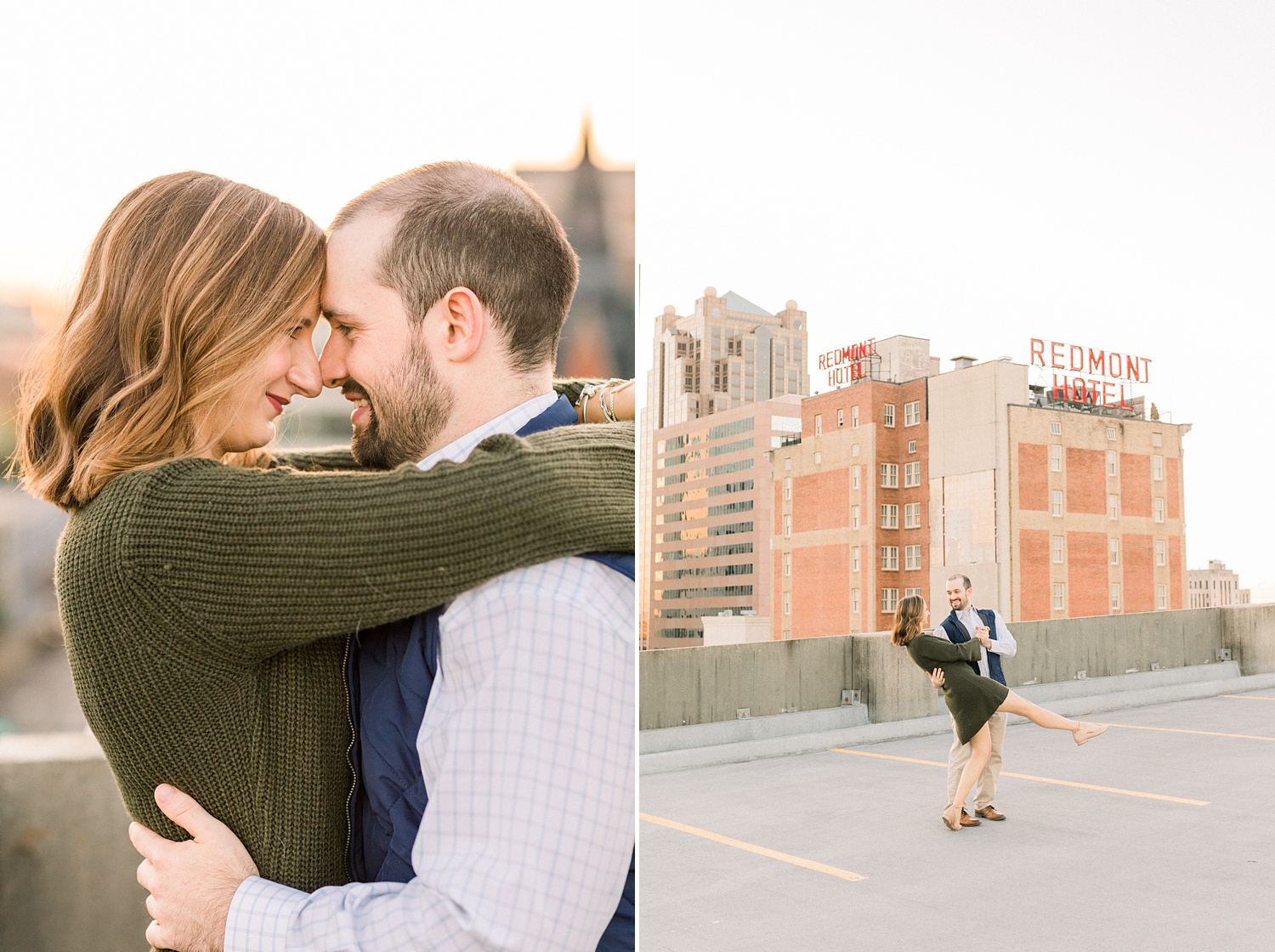 rooftop engagement photos in Alabama
