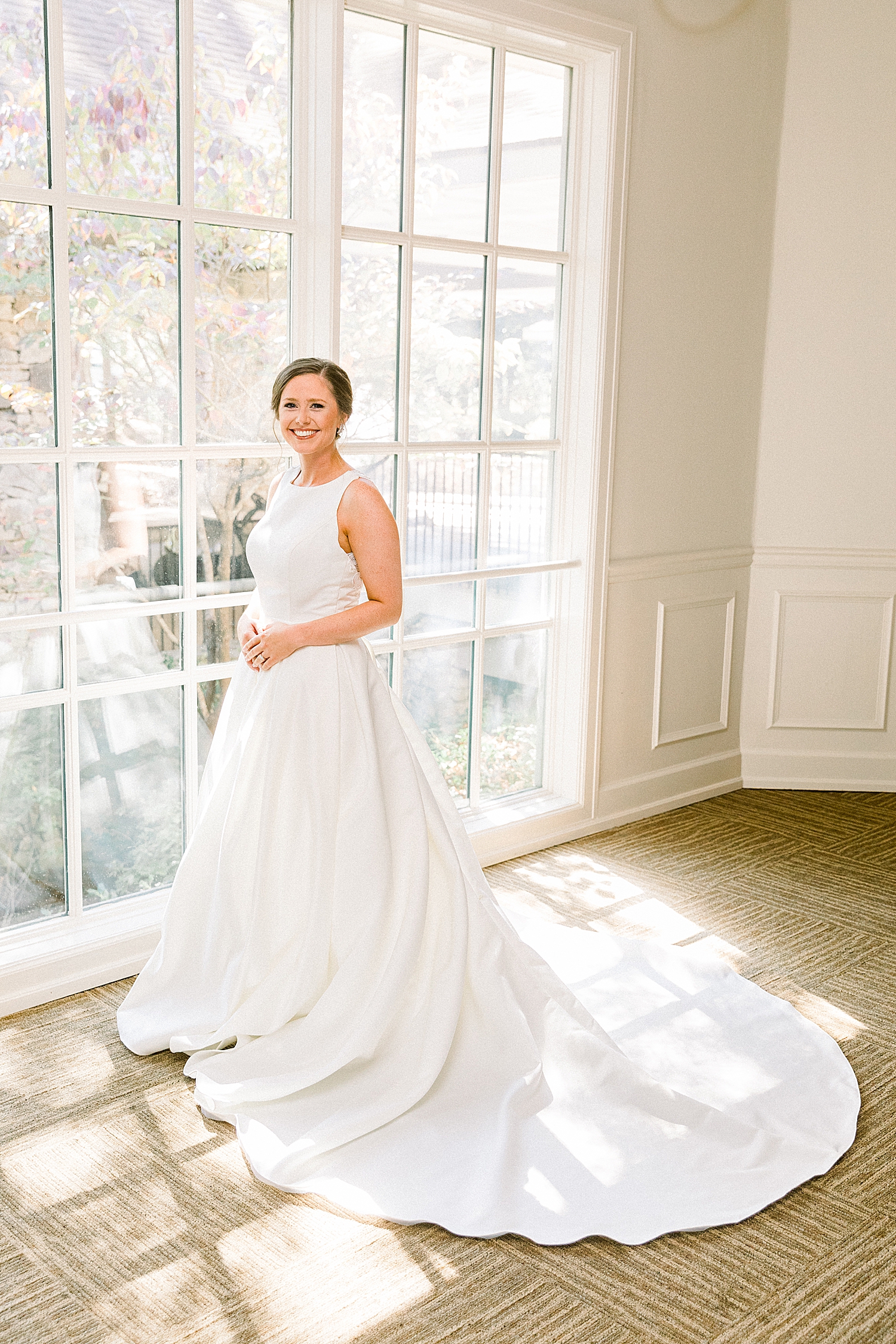 bridal portrait with gown around bride at Riverchase Country Club
