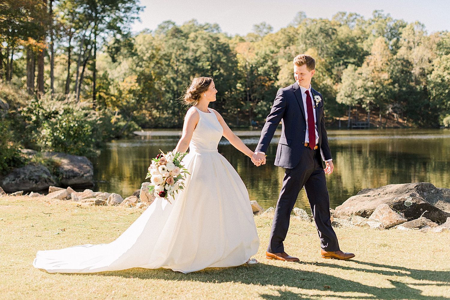 Riverchase Country Club wedding portraits along water