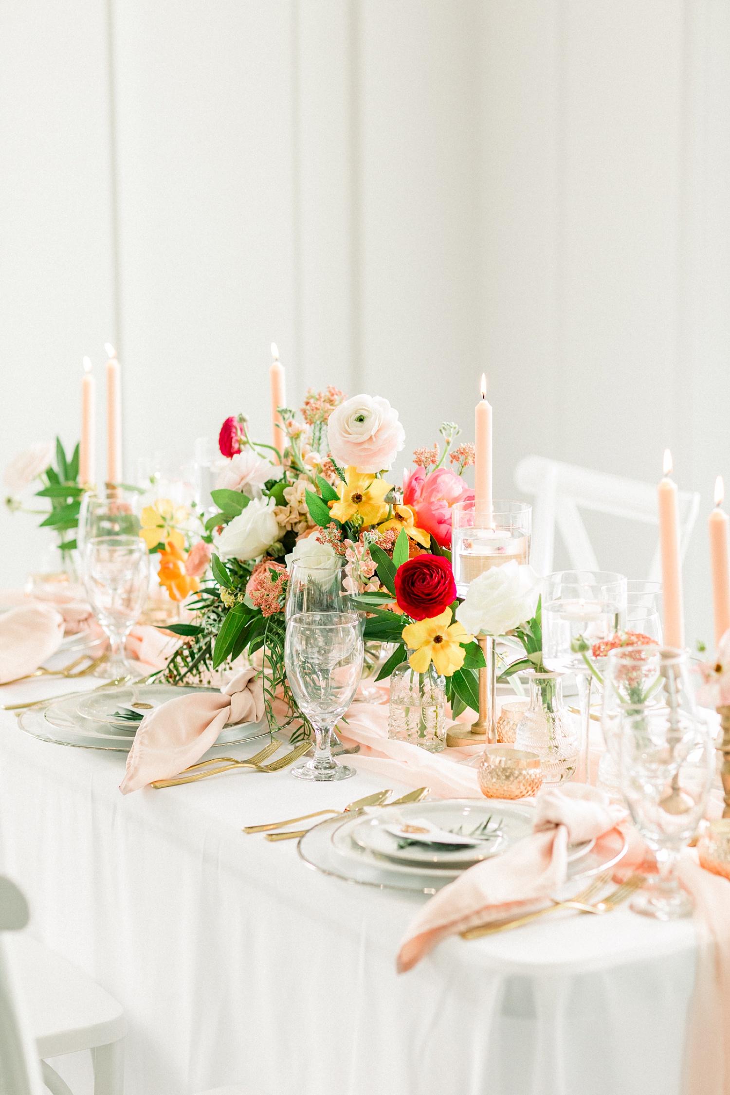 spring wedding reception tables cape with pastel and gold details