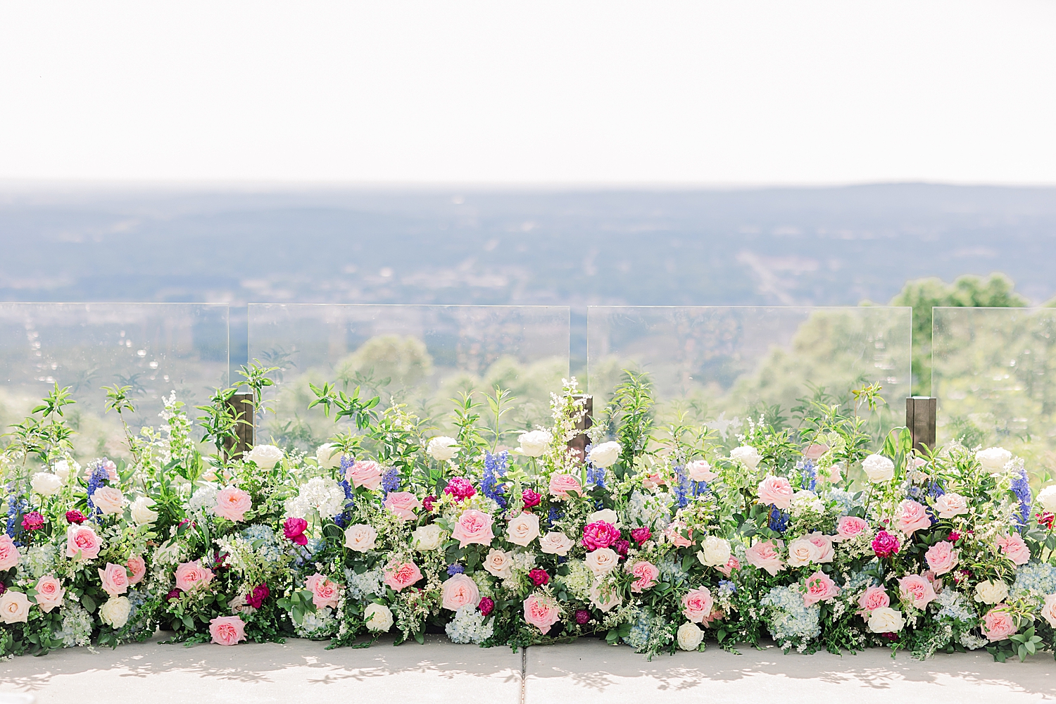 floral display for Burritt on the Mountain wedding ceremony
