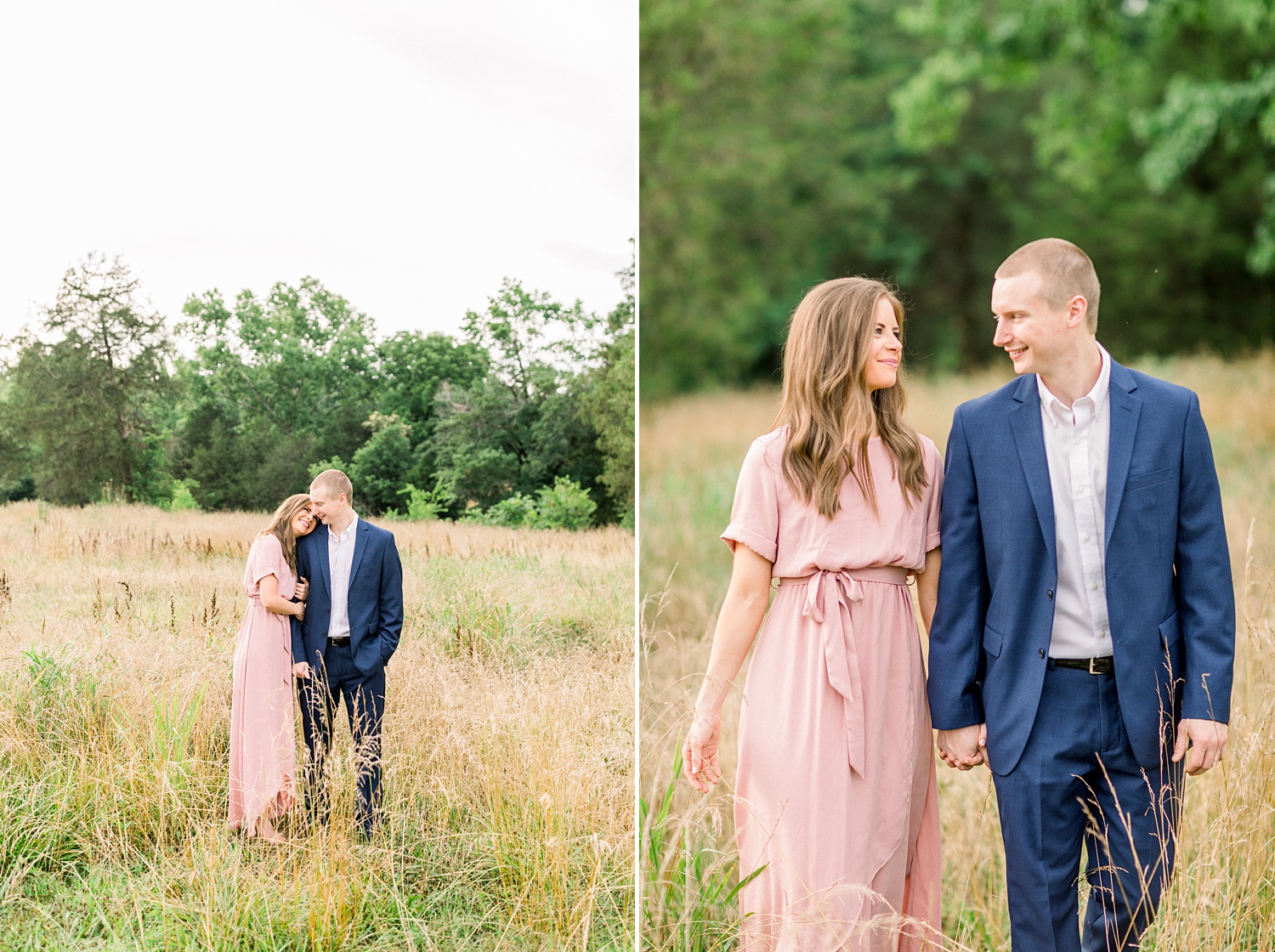 casual Montevallo AL engagement session in field of tall grass