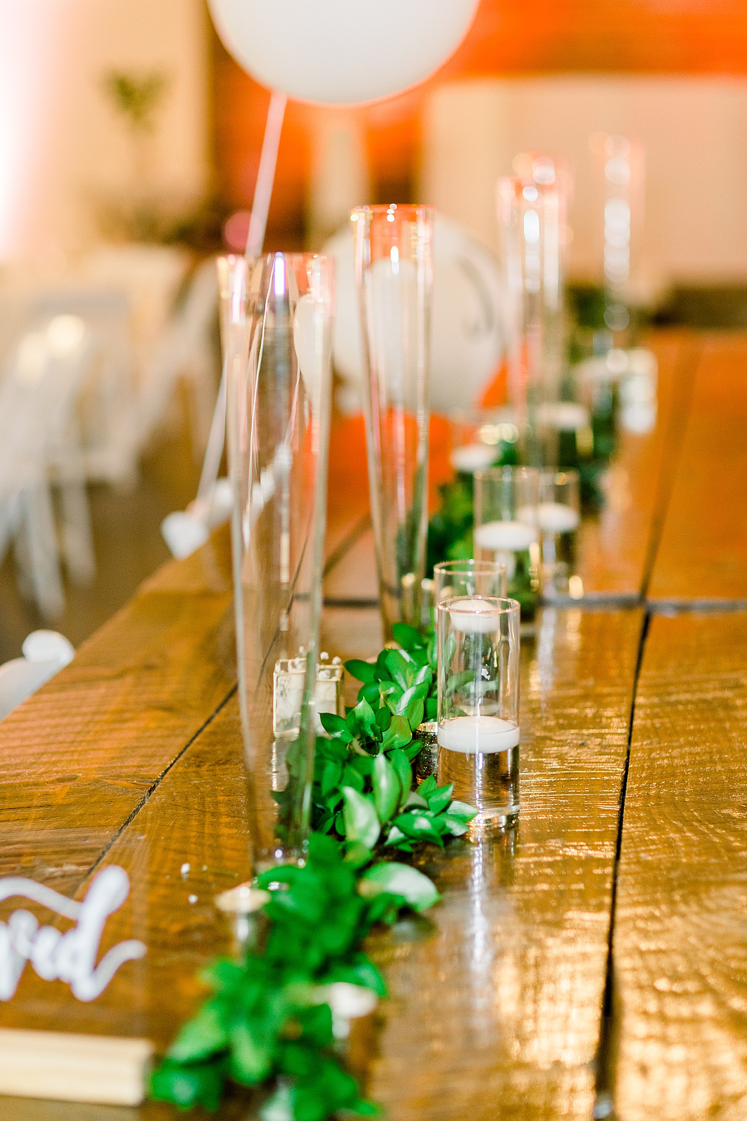 table decor for Douglas Manor wedding reception with floating candles