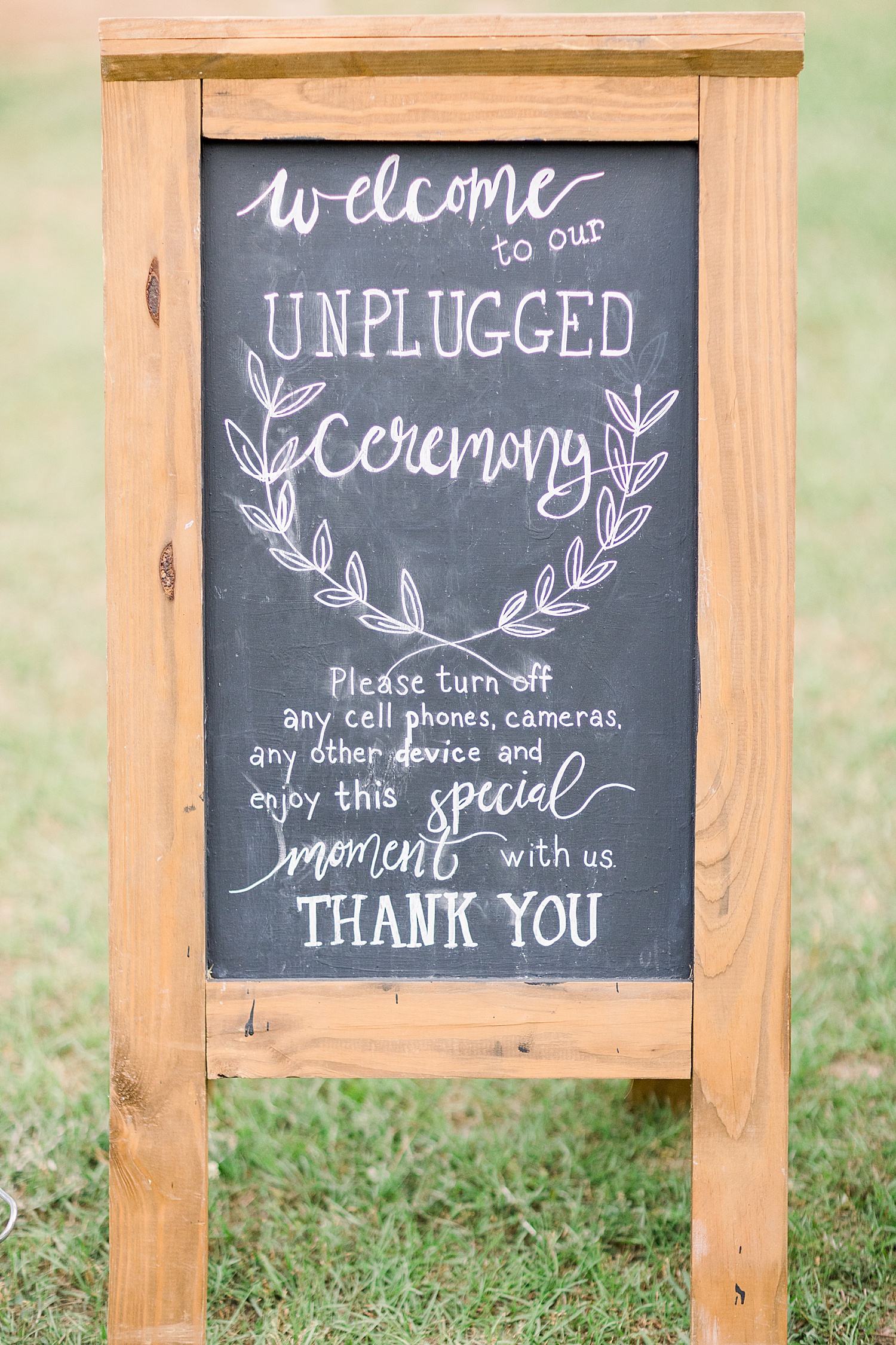 unplugged ceremony sign for wedding ceremony