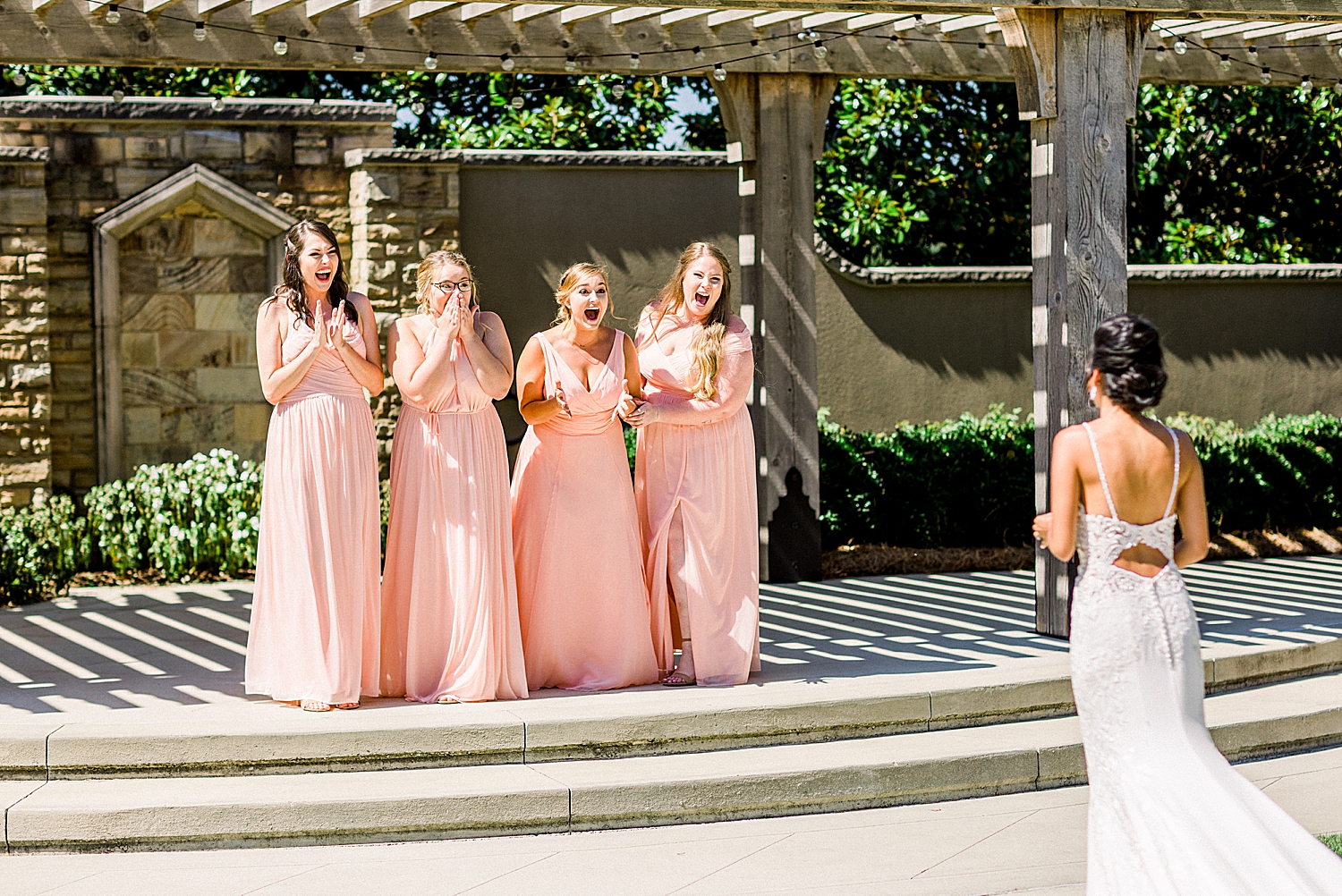 bridesmaids react to seeing AL bride during first look