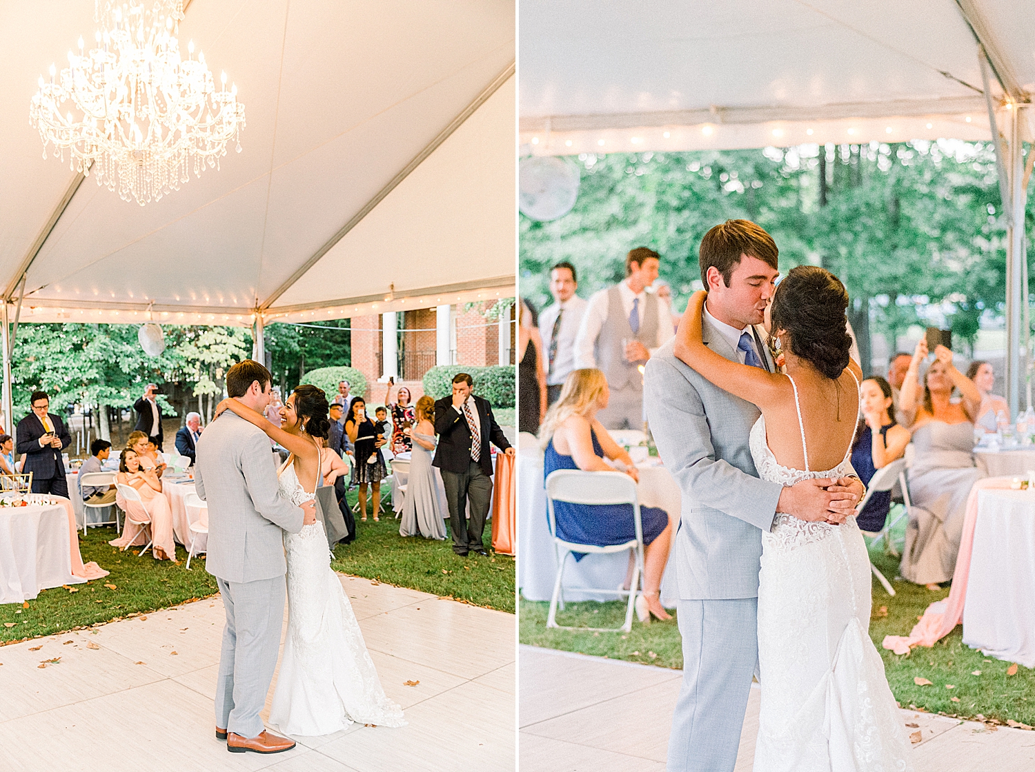 bride and groom dance during Preserve Town Hall wedding reception
