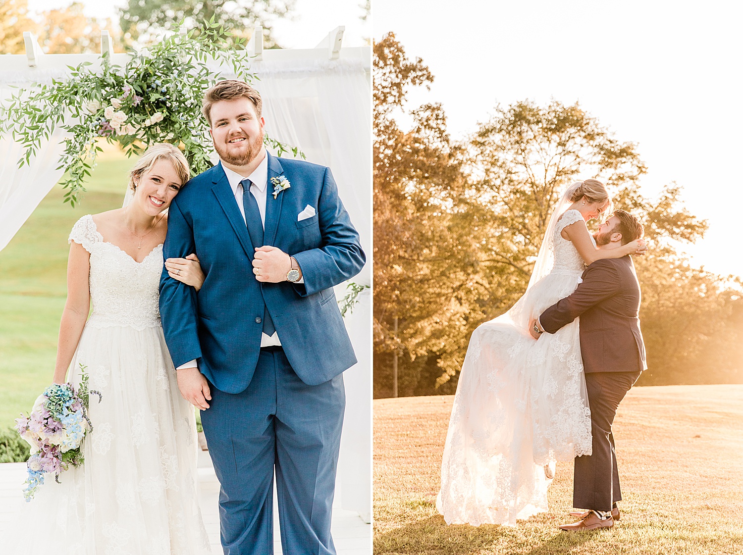 portraits of bride and groom after ceremony