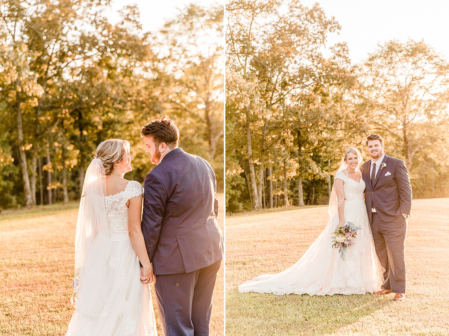 bride and groom portraits in warm glow of the sun