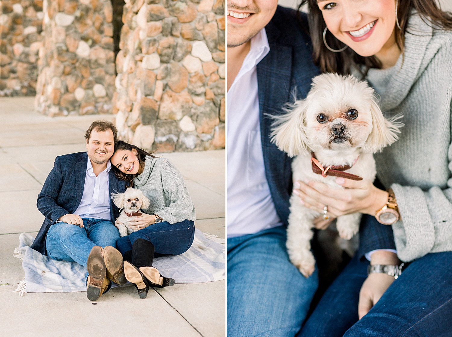 Newly Engaged couple with their dog in Mount Laurel in Birmingham AL by Chelsea Morton Photography