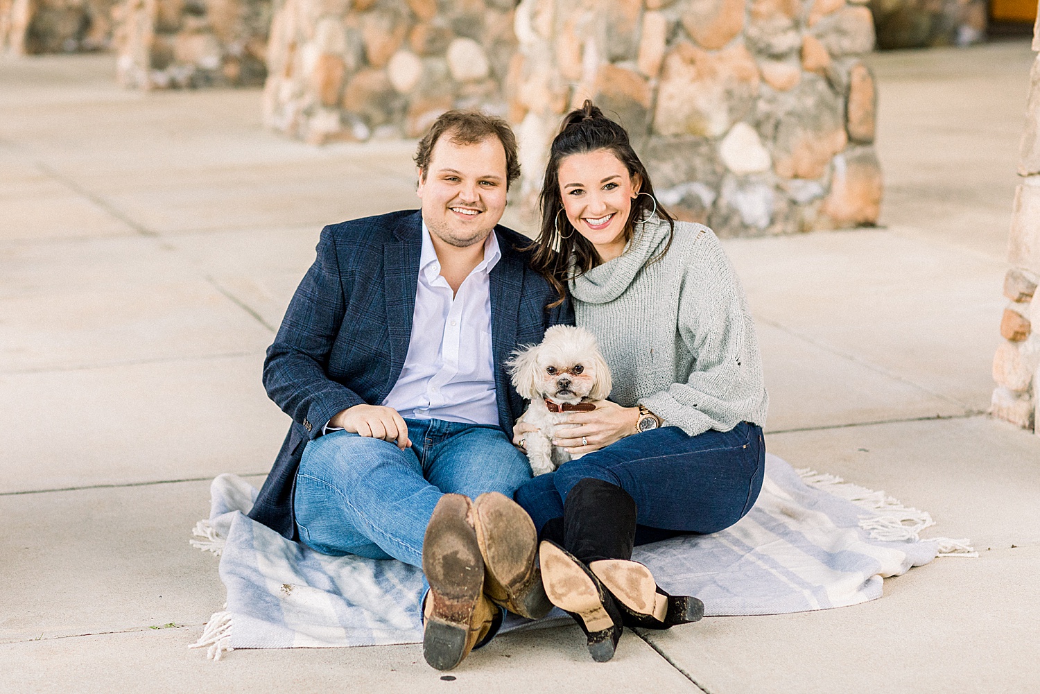 Engagement session with couple and dog in Mount Laurel in Birmingham AL by Chelsea Morton Photography