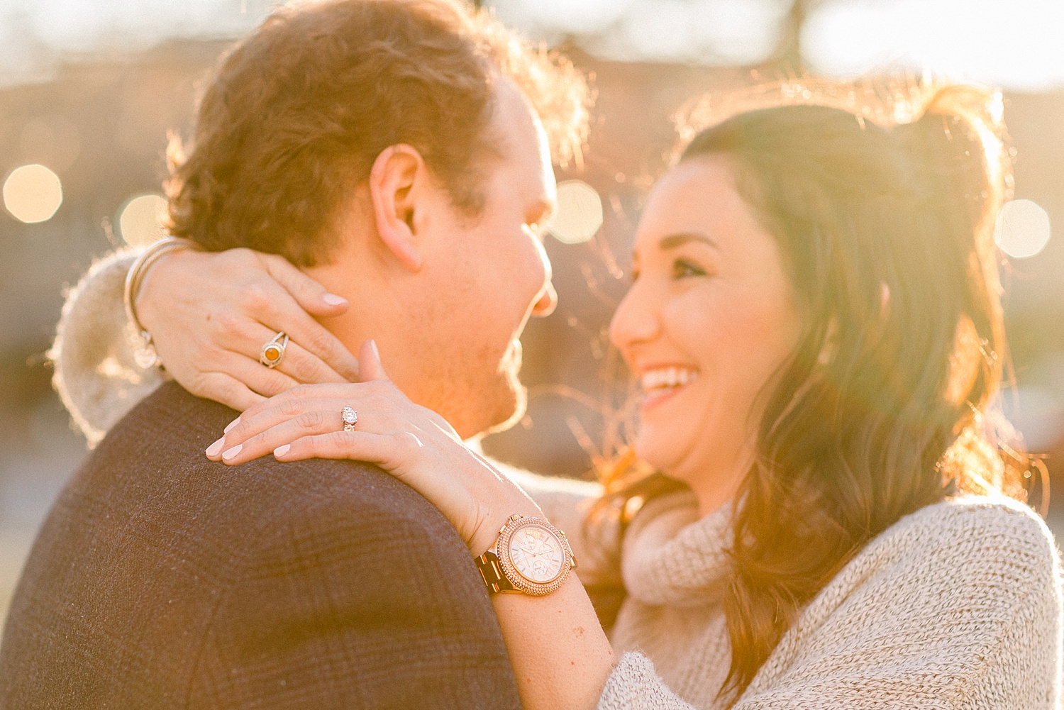 couple glows in the sunlight during Mount Laurel Engagement Session in Birmingham AL by Chelsea Morton Photography