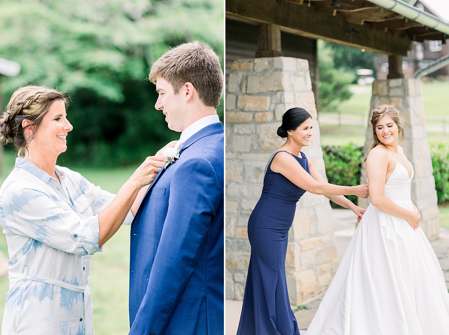 Bride + groom with their moms before AL wedding ceremony captured by Chelsea Morton photography
