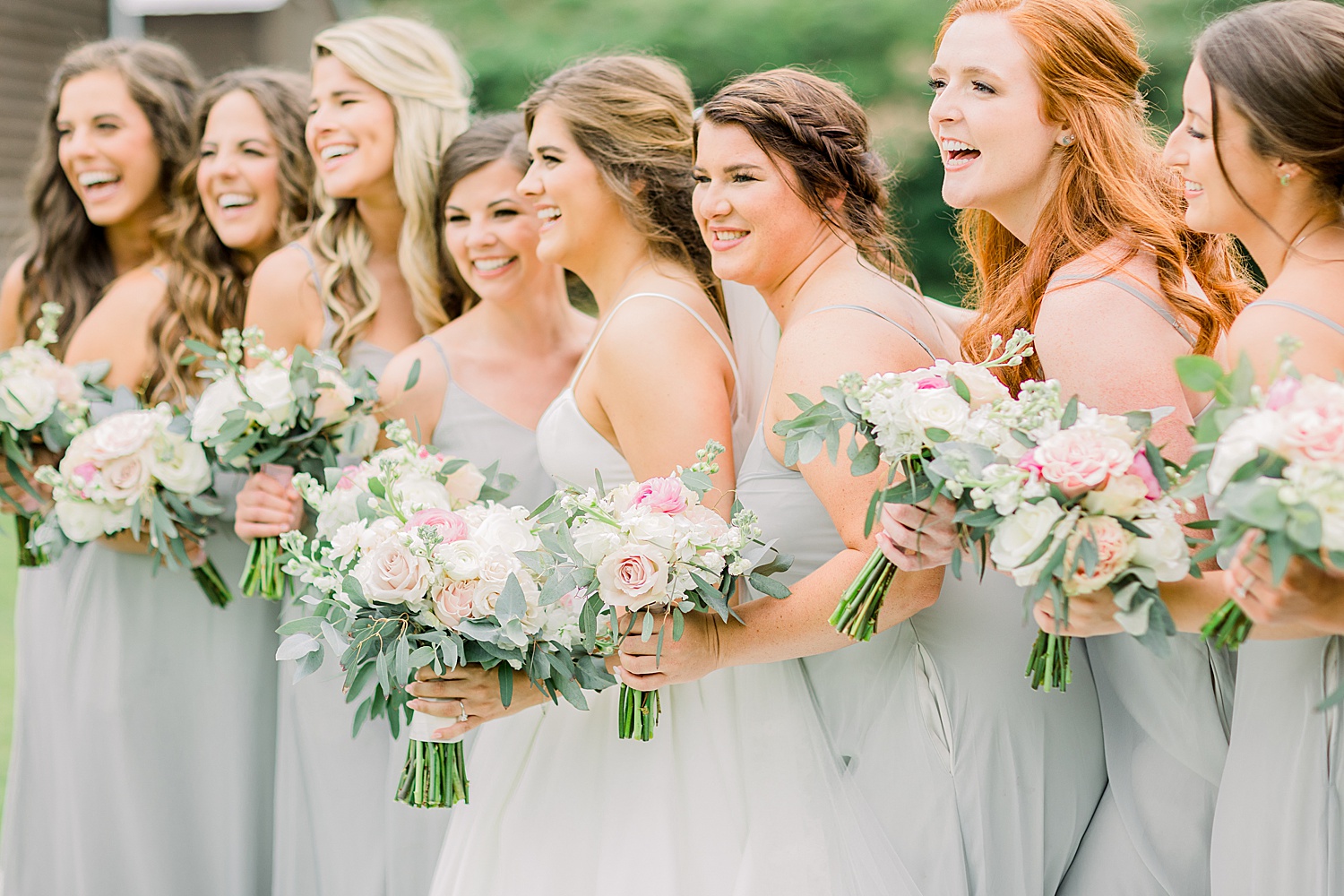 candid moment of bride with bridal party before Alabama wedding ceremony captured by Chelsea Morton Photography