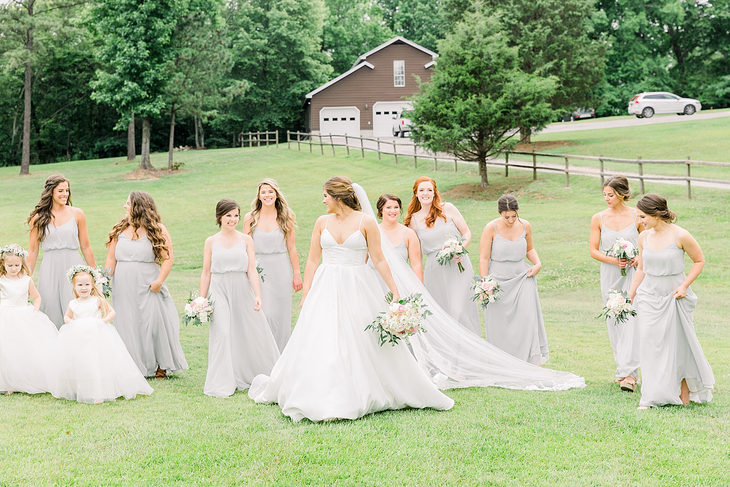 candid moment of bride with bridal party before AL wedding ceremony captured by Chelsea Morton Photography
