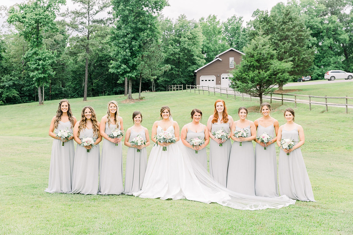 candid moment of bride with bridal party before AL wedding ceremony captured by Chelsea Morton Photography