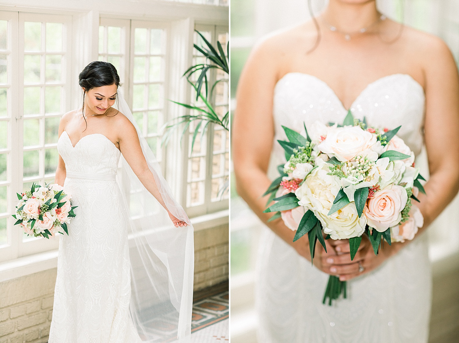 bridal details and wedding bouquet