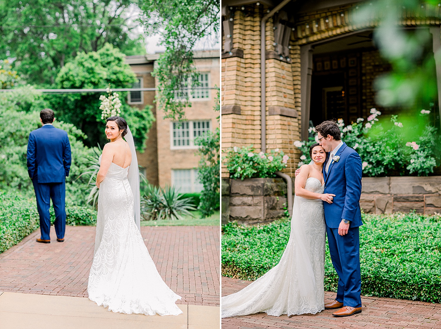 first look between bride and groom at Clubhouse on Highland wedding in Birmingham AL by Chelsea Morton Photography
