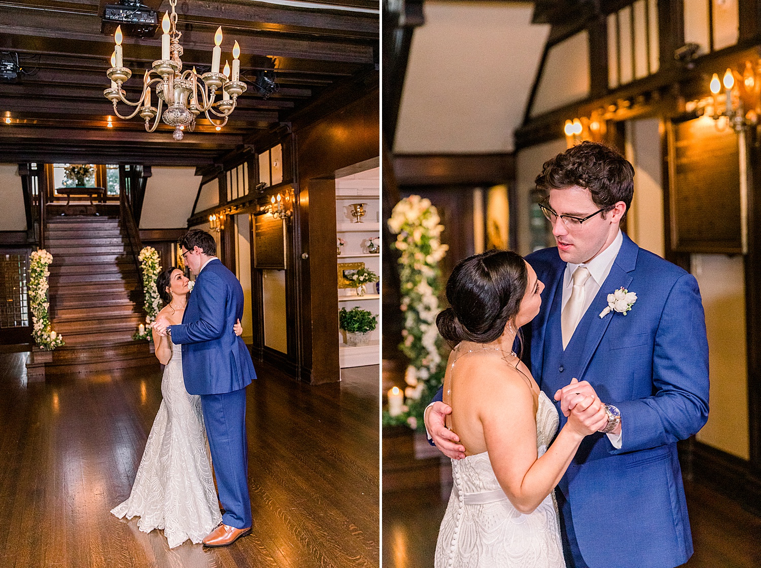 newlyweds share an intimate moment together dancing