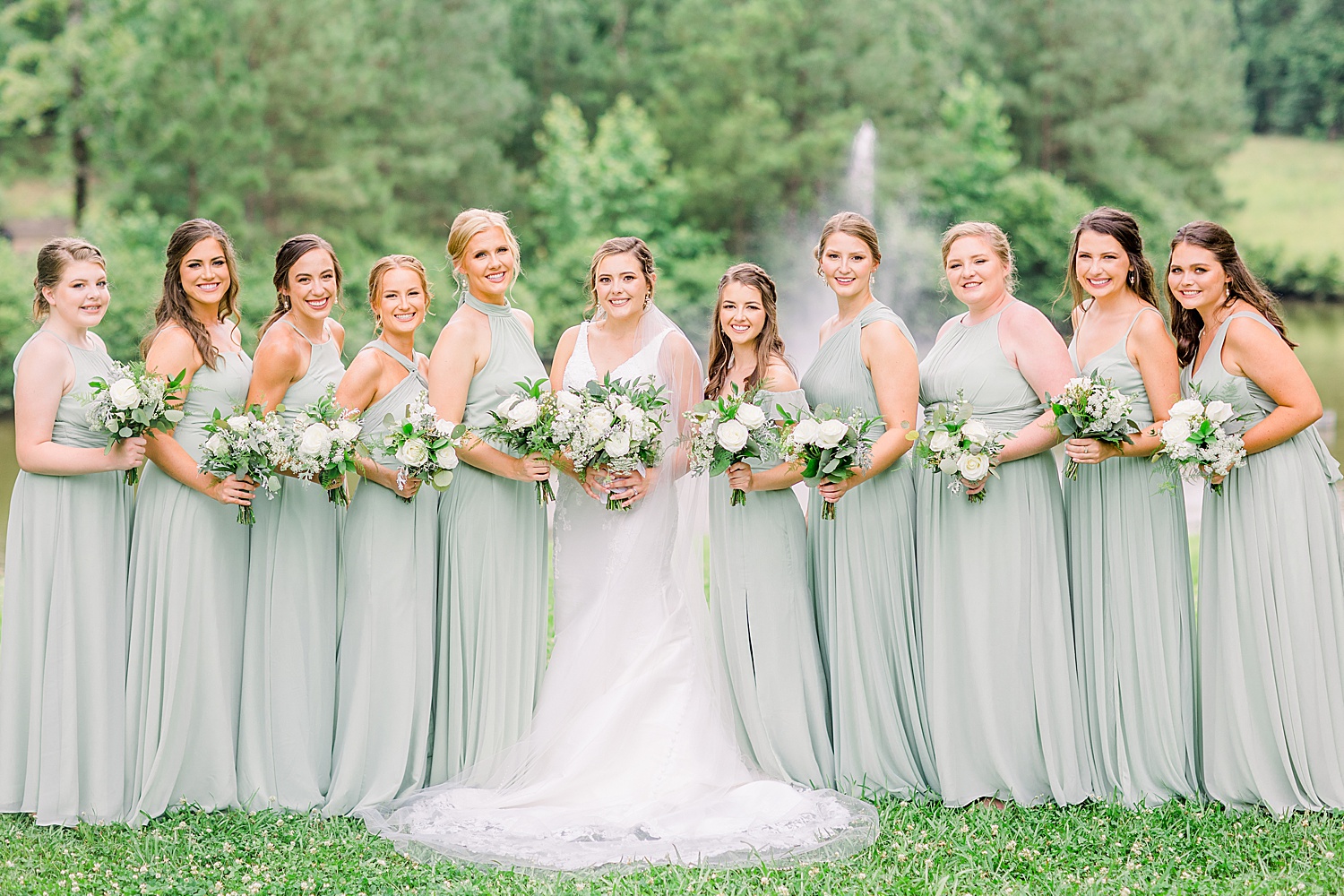 Bridal party at Belle Farms in Sterrett AL before wedding ceremony