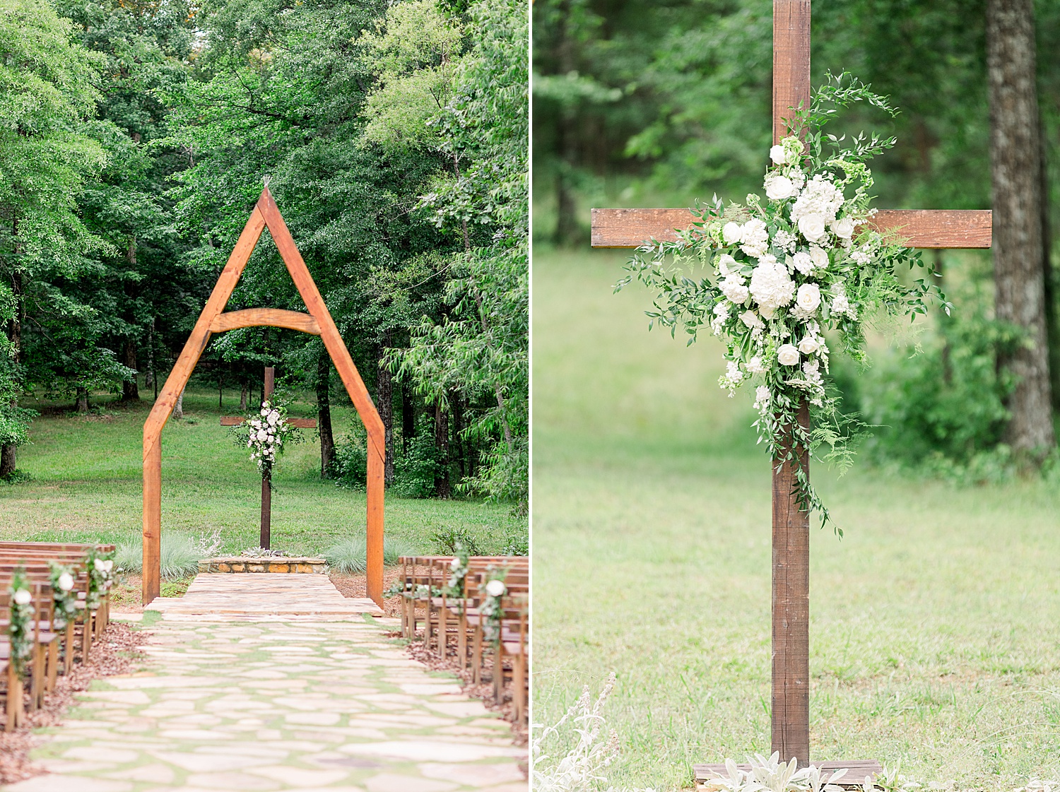 Wedding ceremony details at Belle Farms in Sterrett Alabama