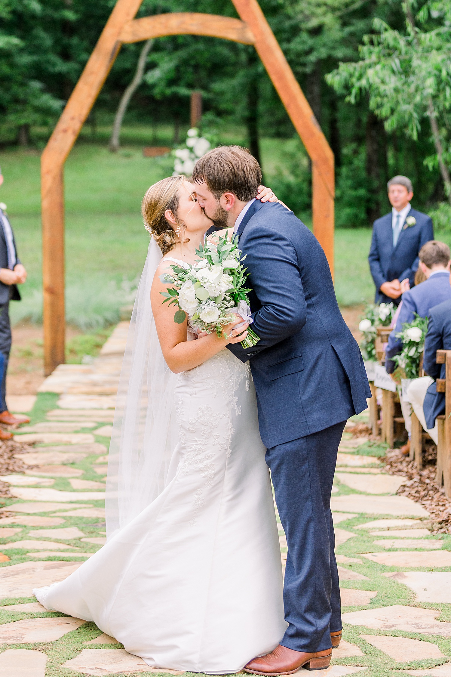 Newlyweds share kiss after Alabama wedding ceremony