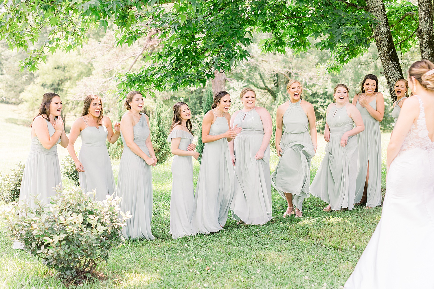 Bridesmaids reactions to Seeing Bride for first time in wedding dress