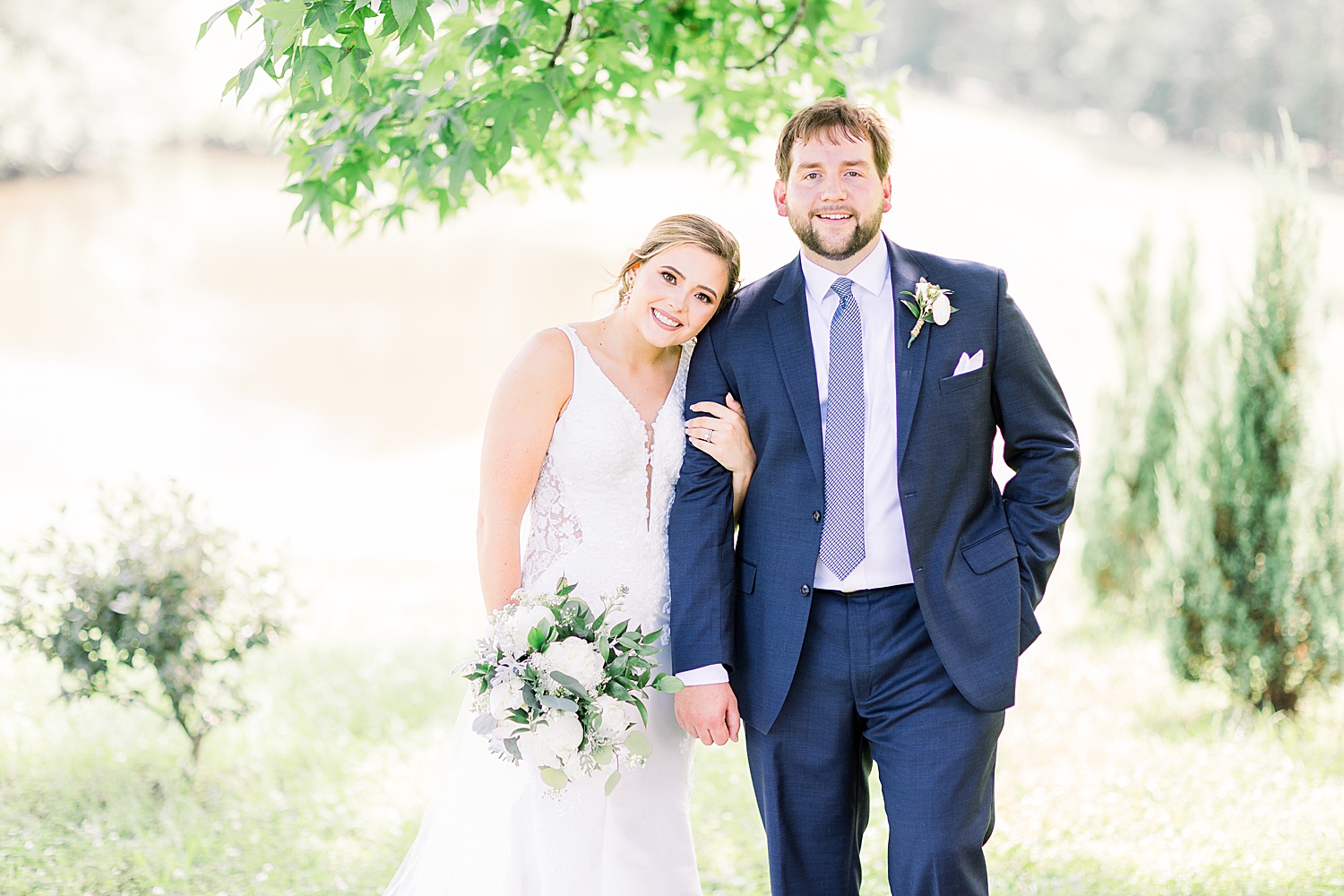 Bride and groom on the grounds of Belle Farm in Sterrett AL
