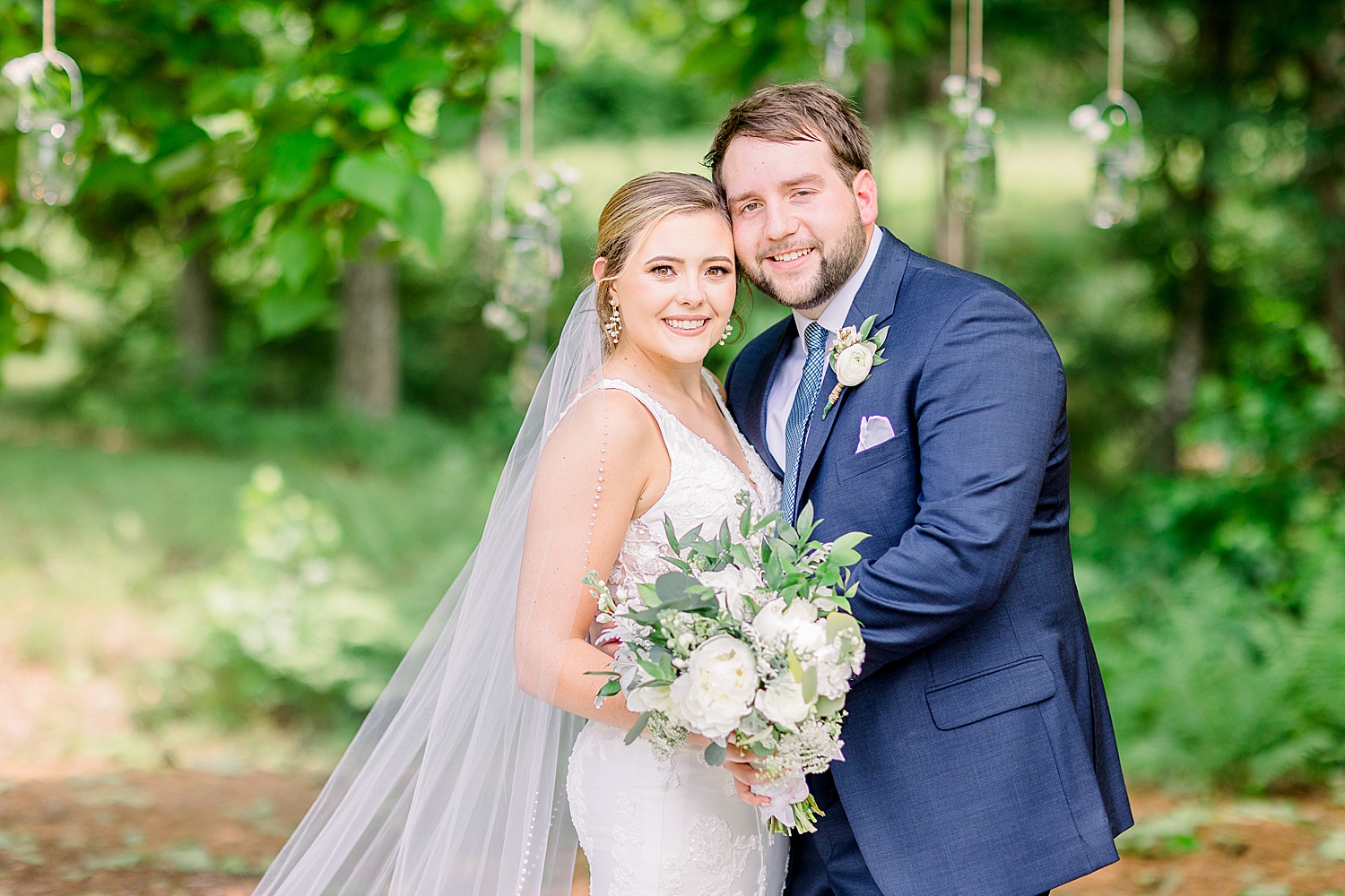 Belle Farm Alabama wedding Groom + Bride with Bouquet by Chelsea Morton Photography