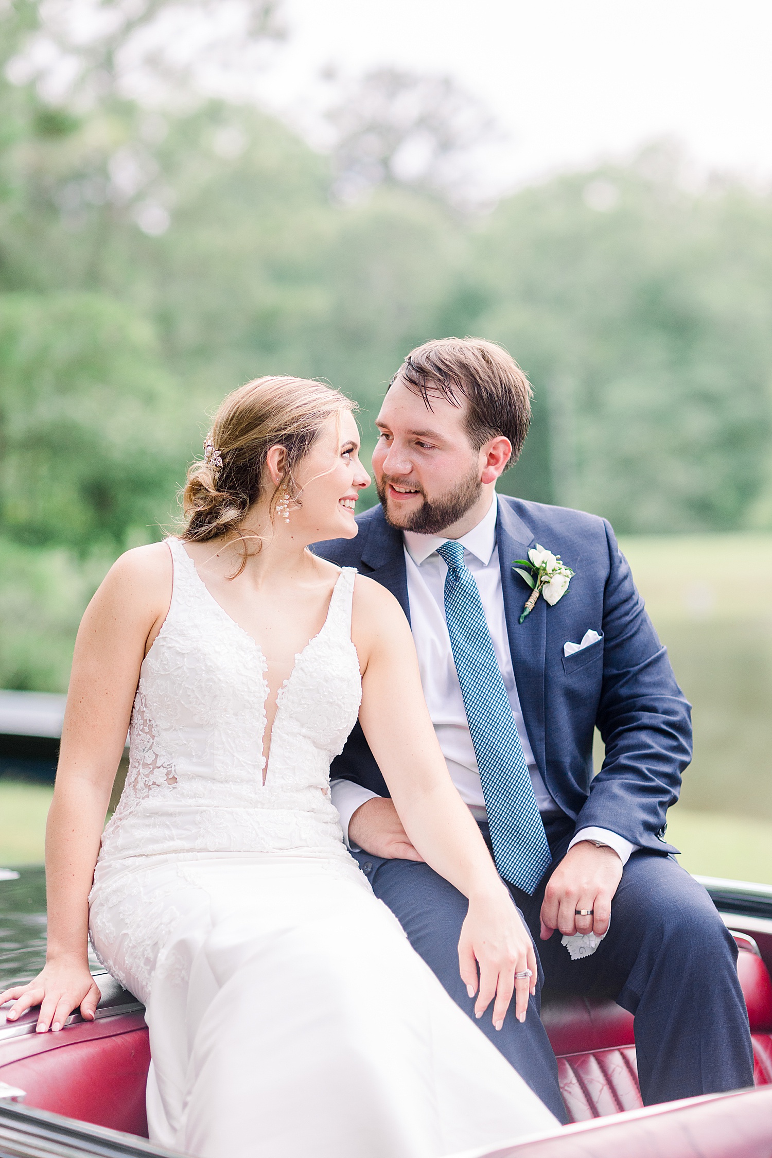 newlywed couple after outdoor summer wedding in Alabama