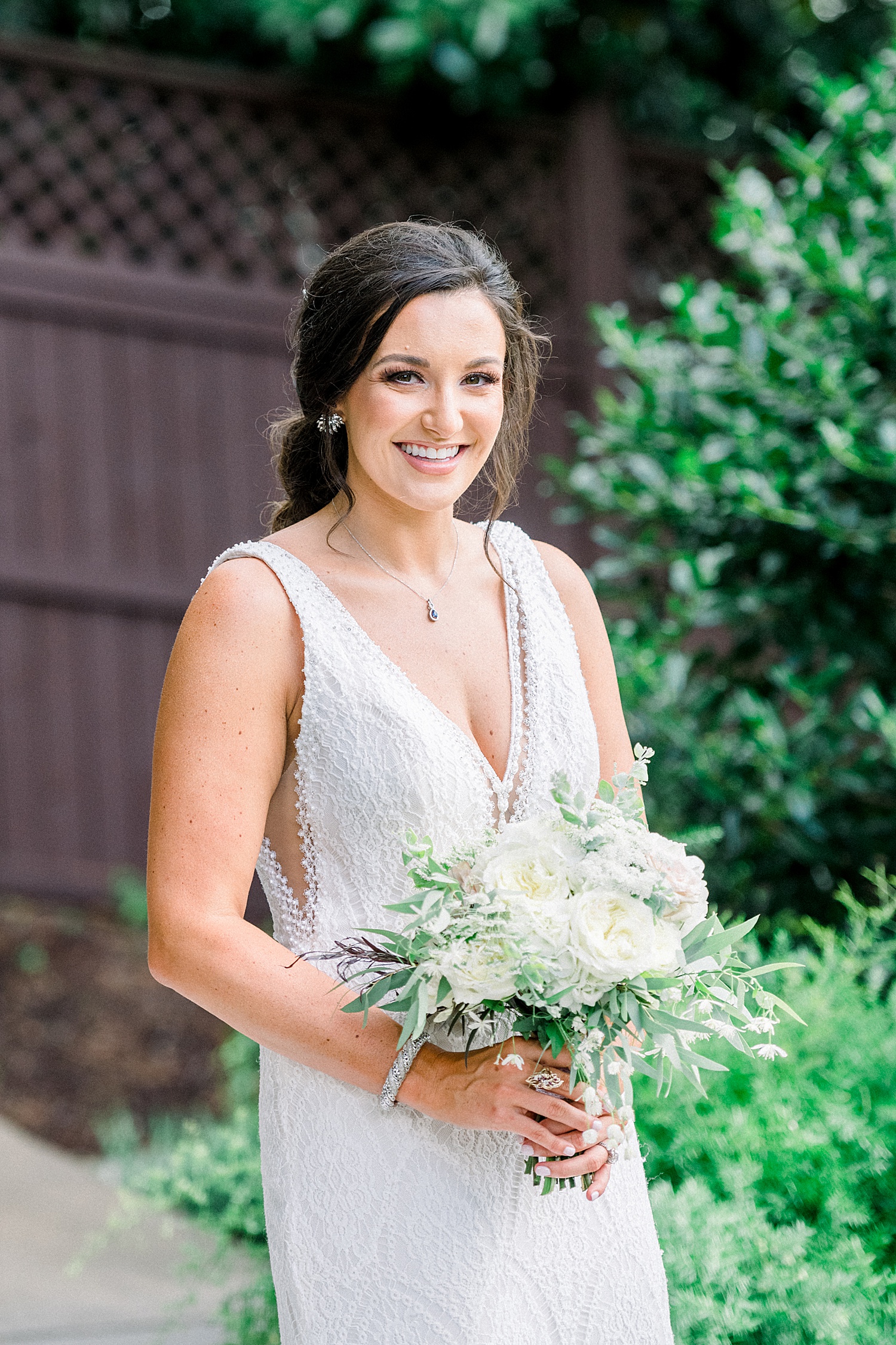 bridal portraits outside of Park Crest Events in Hoover AL