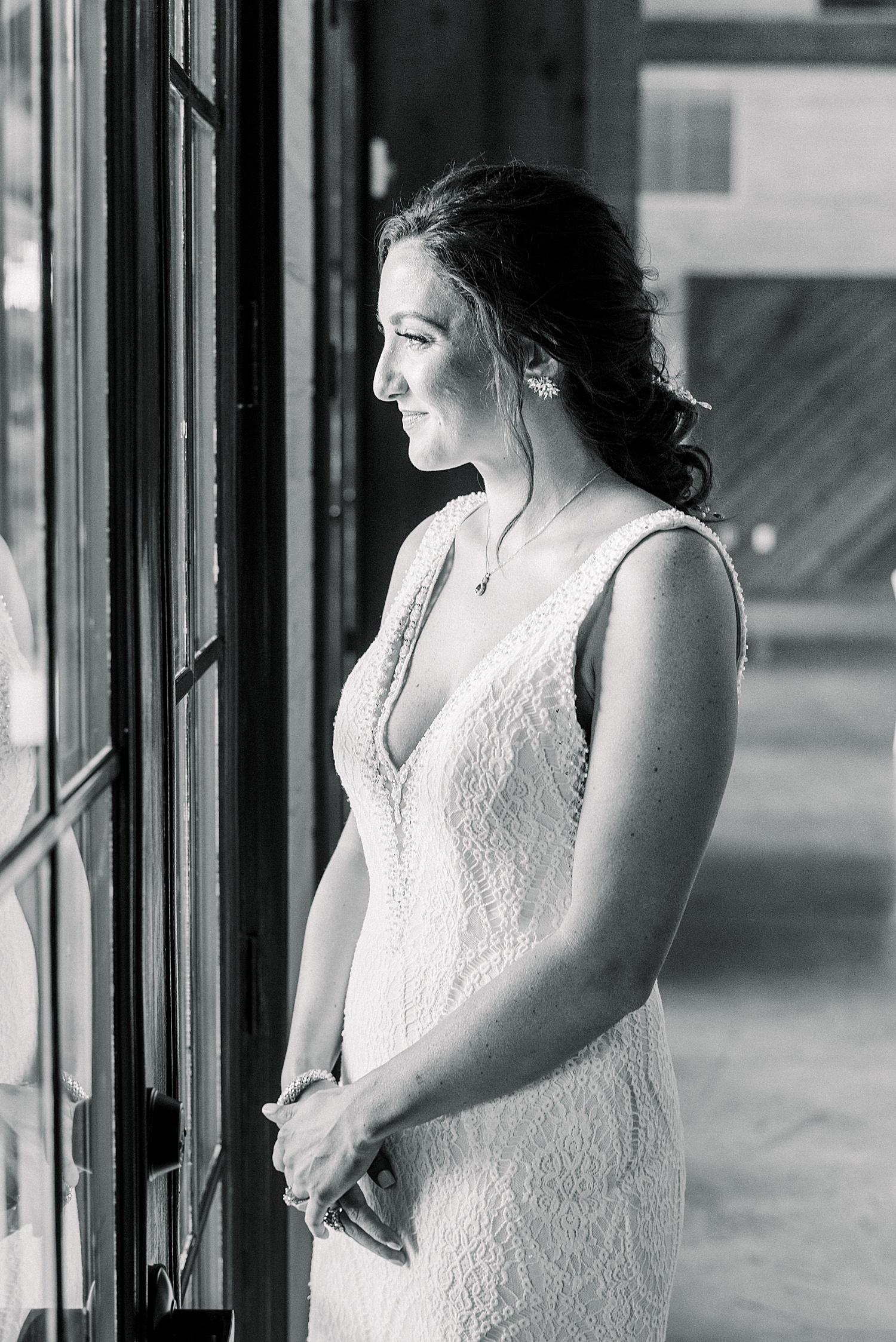 bride looking out window at Park Crest Events wedding