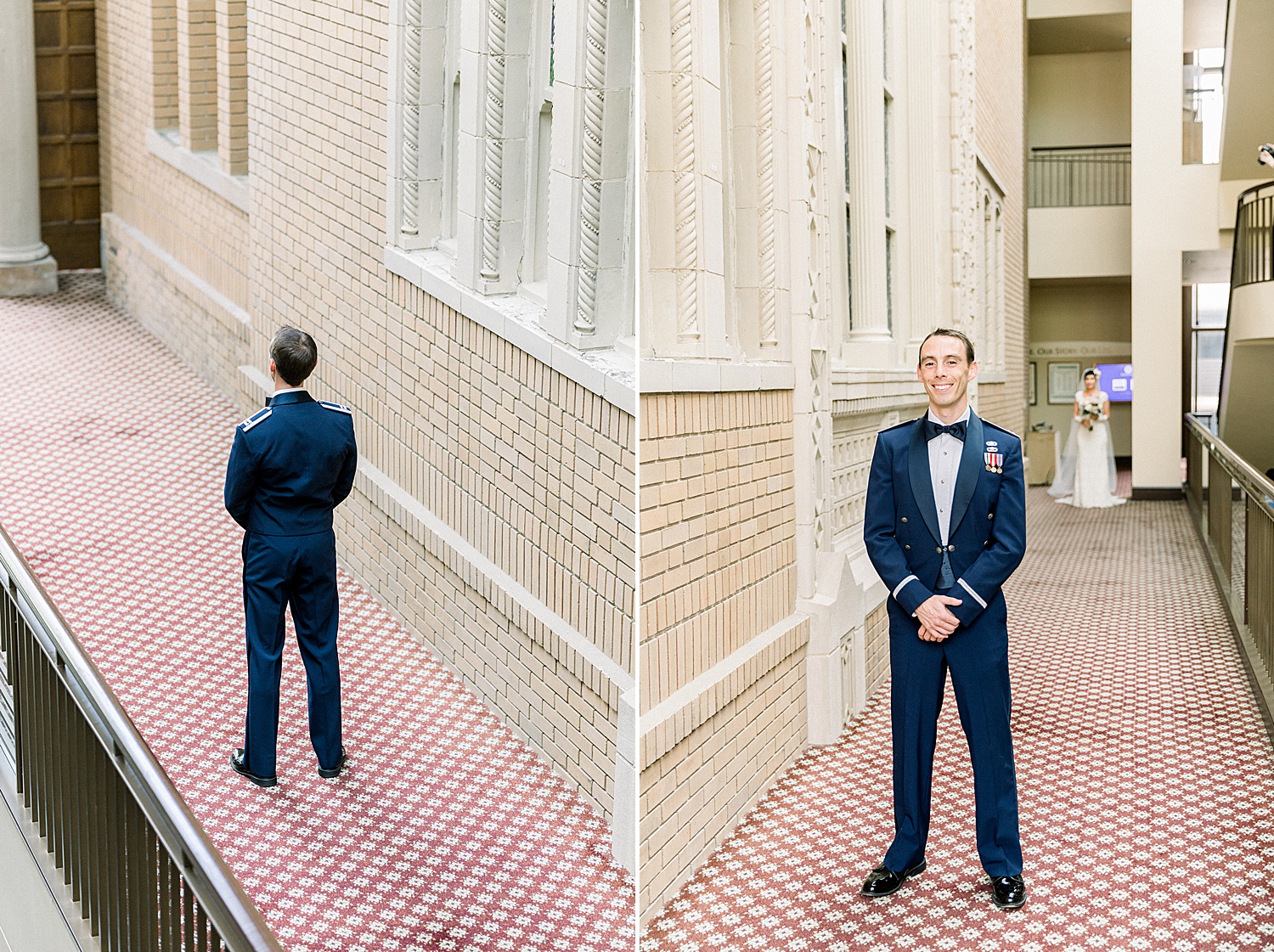 groom waiting for bride before first look