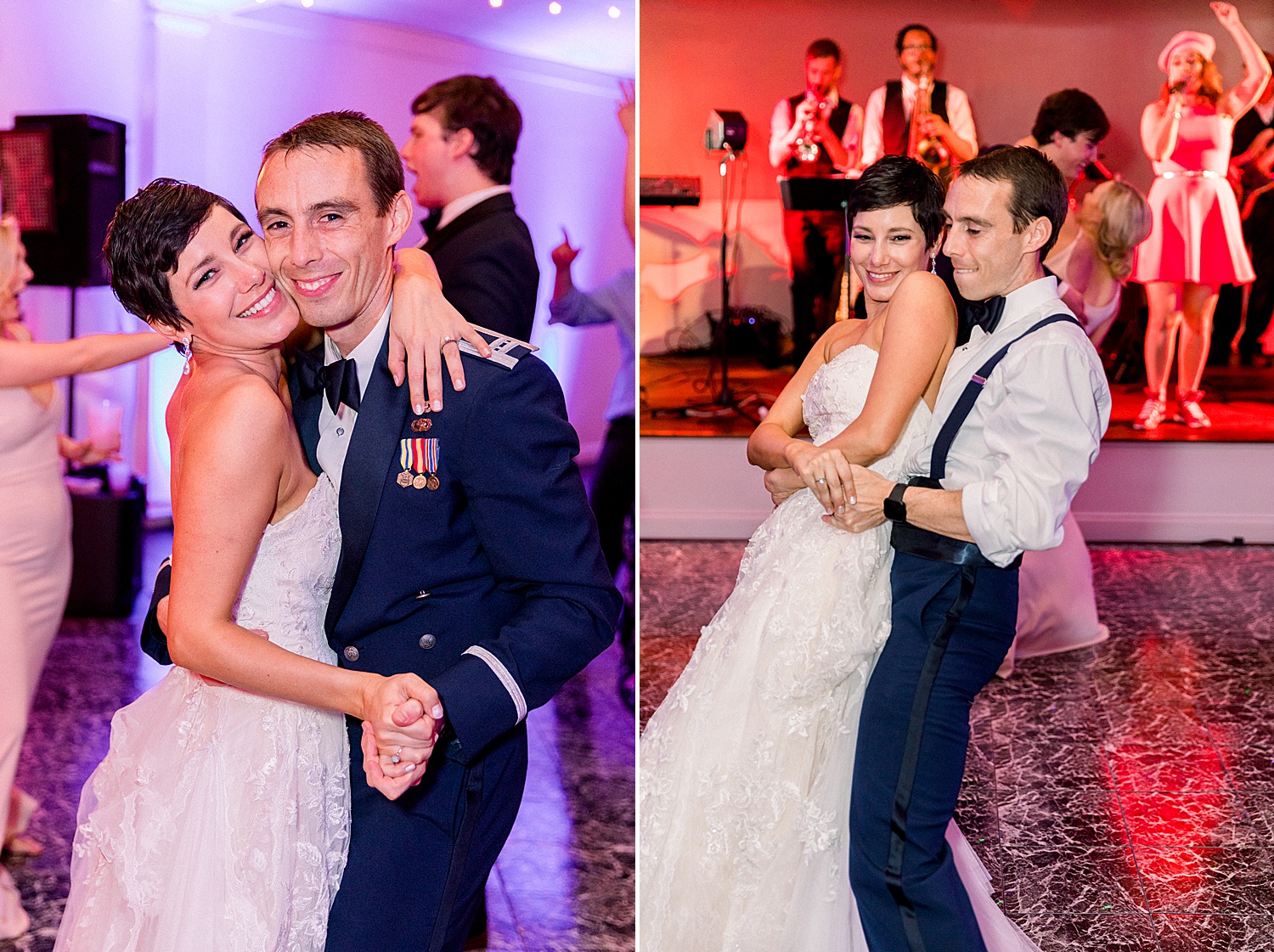 husband + wife dance at Pine Tree Country Club wedding reception