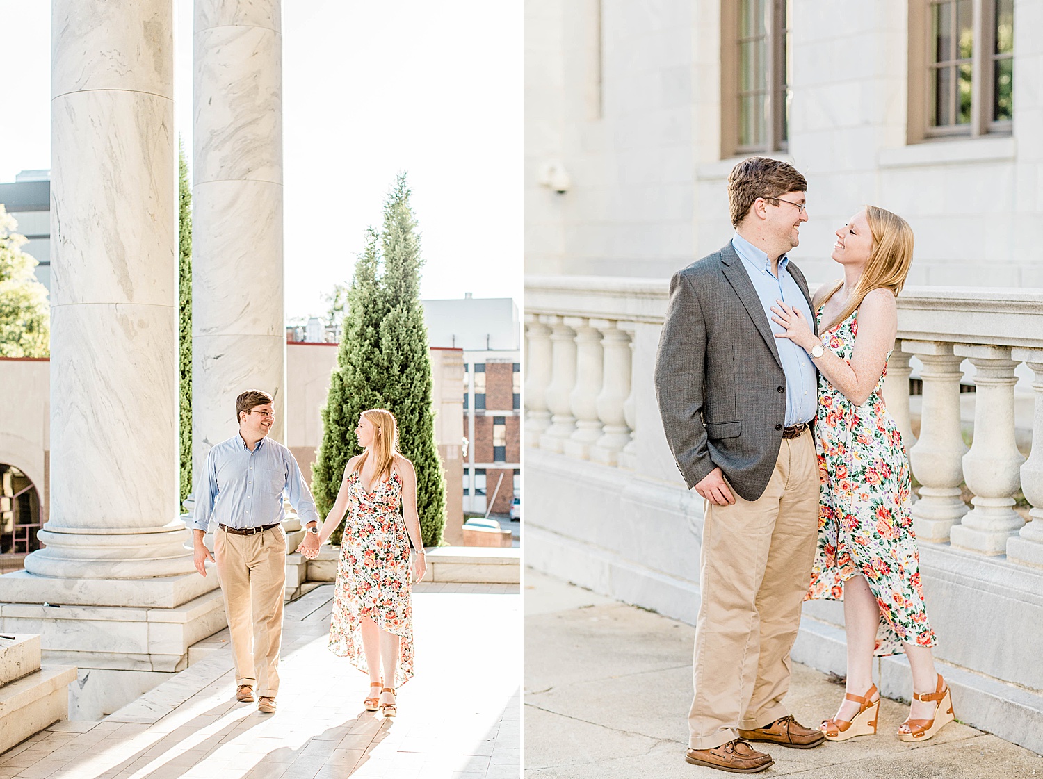 engaged couple in downtown Birmingham for engagement session