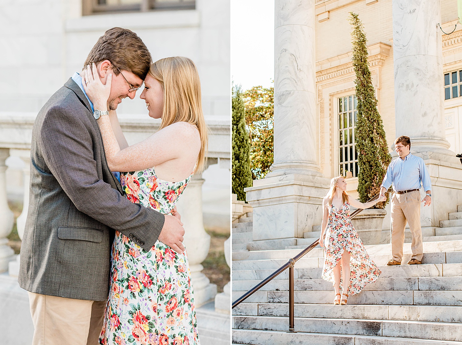 couple lean in close during candid portraits