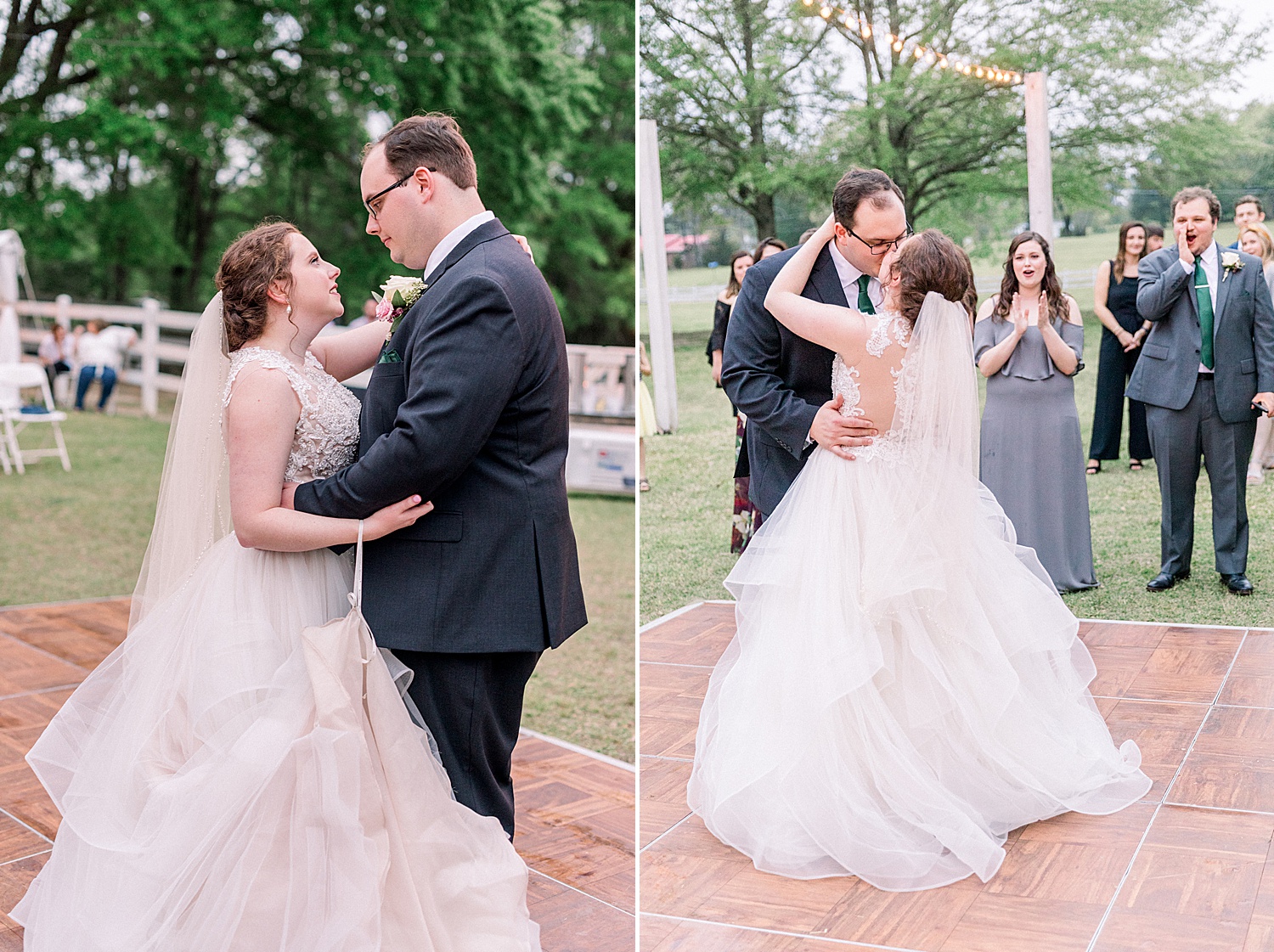 bride + groom enjoy first dance together as husband + wife in AL