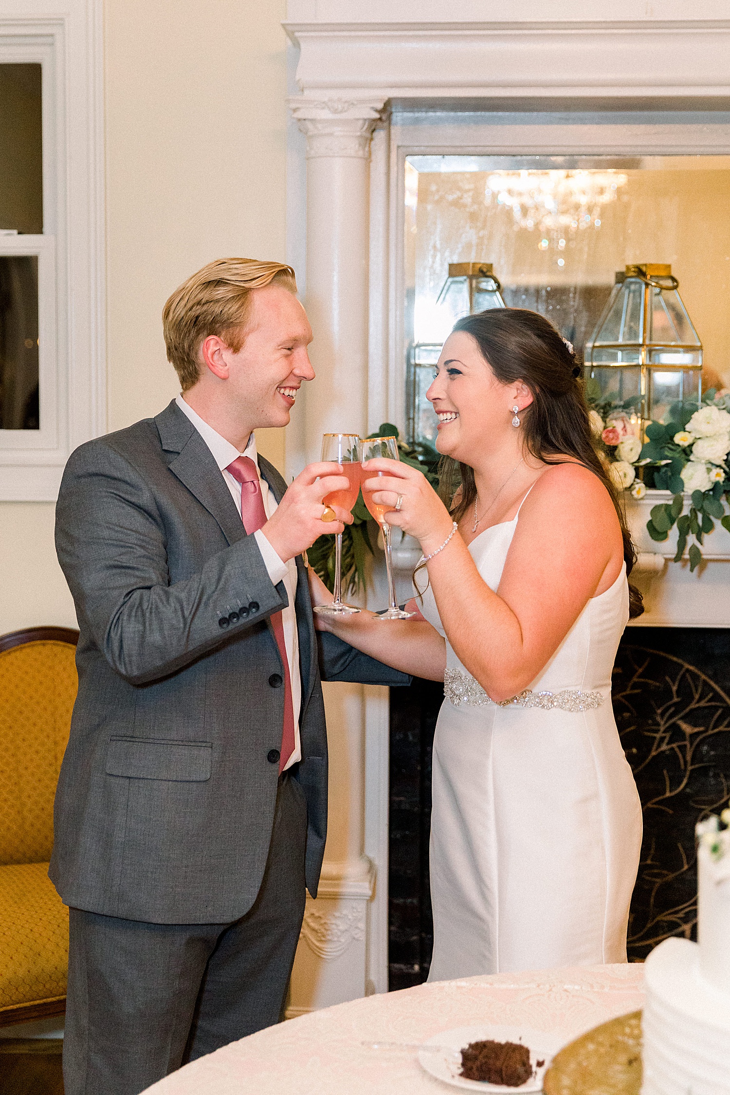 newlyweds toast to their marriage