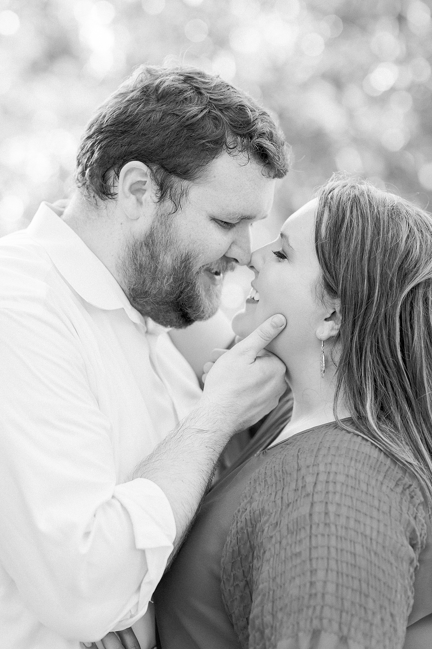 intimiate moment of couple during engagement session
