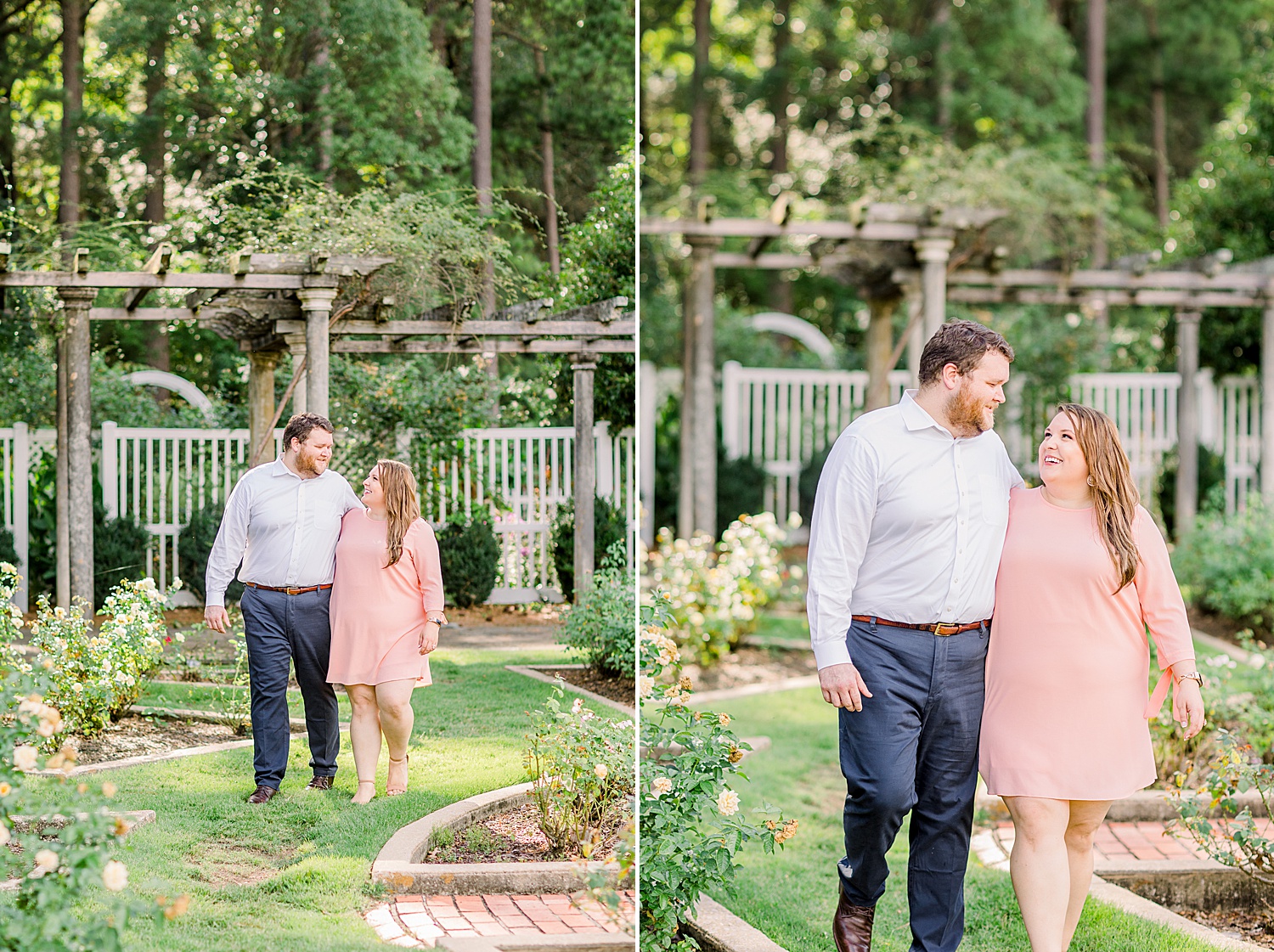 newly engaged couple during Birmingham AL engagement session at the Botanical Gardens