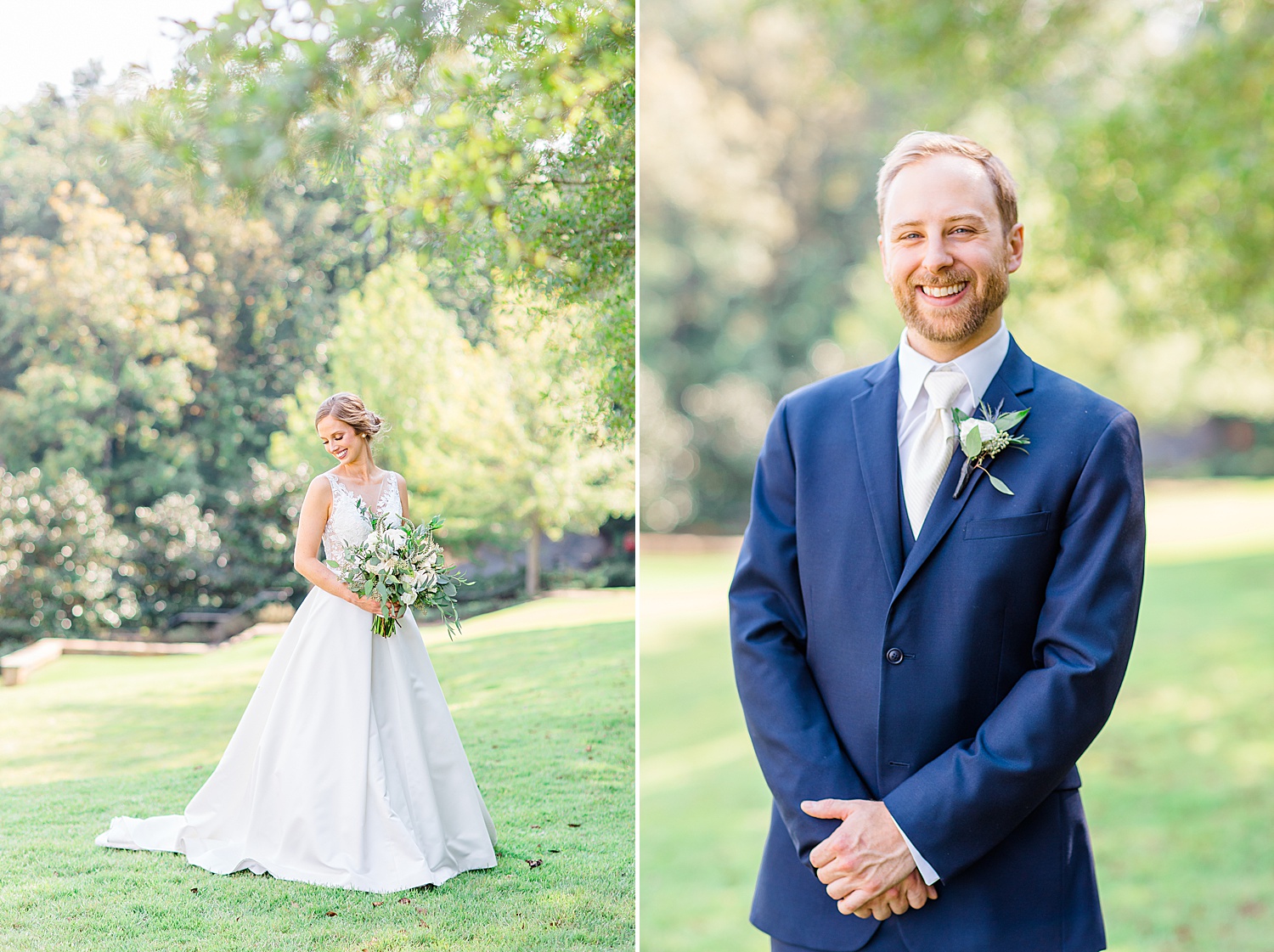 portraits of bride and groom before their wedding ceremony