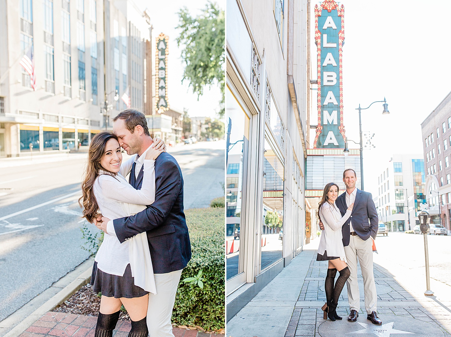 couple captured in Downtown Birmingham Alabama for Engagement Session