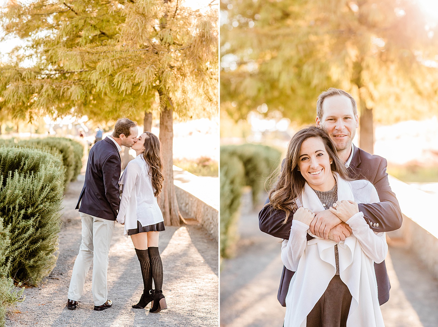 couple kiss during Downtown Birmingham Alabama Engagement Session