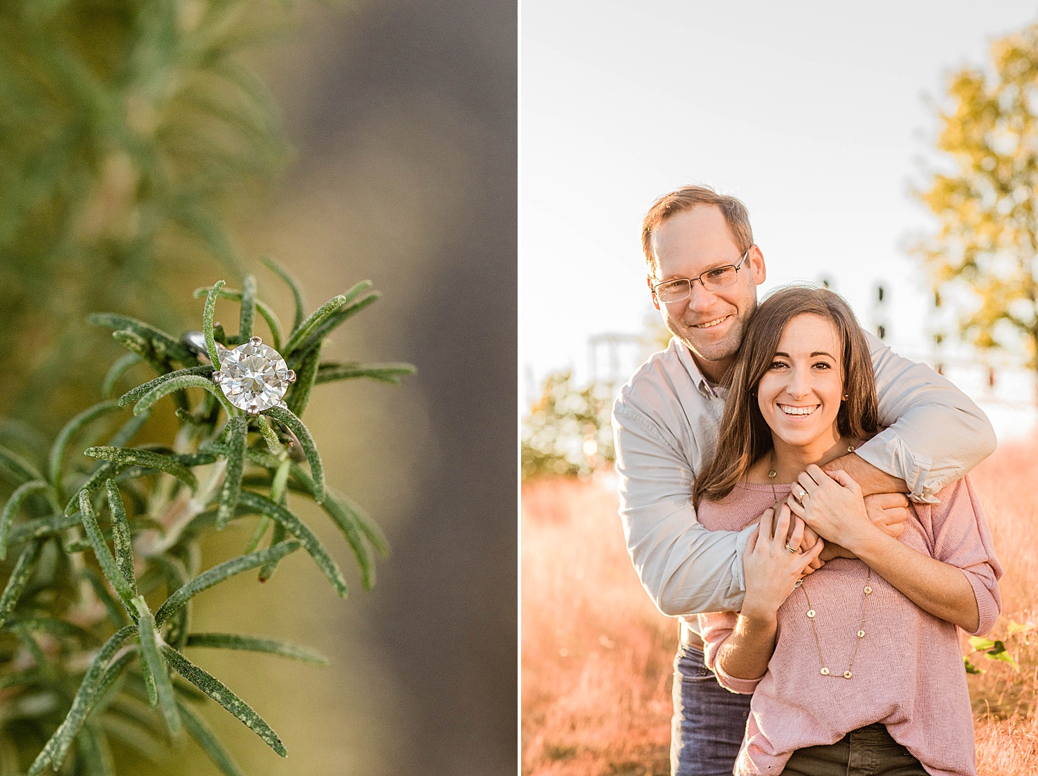 couple engagement session and engagement ring