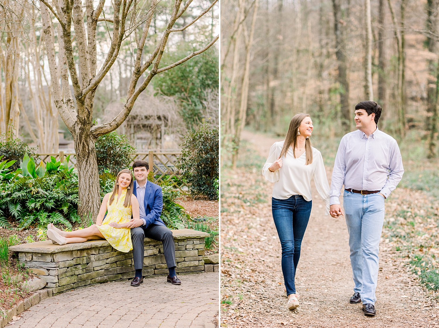 couple walking in forest for engagement photos -A Year of Engagements: 2021